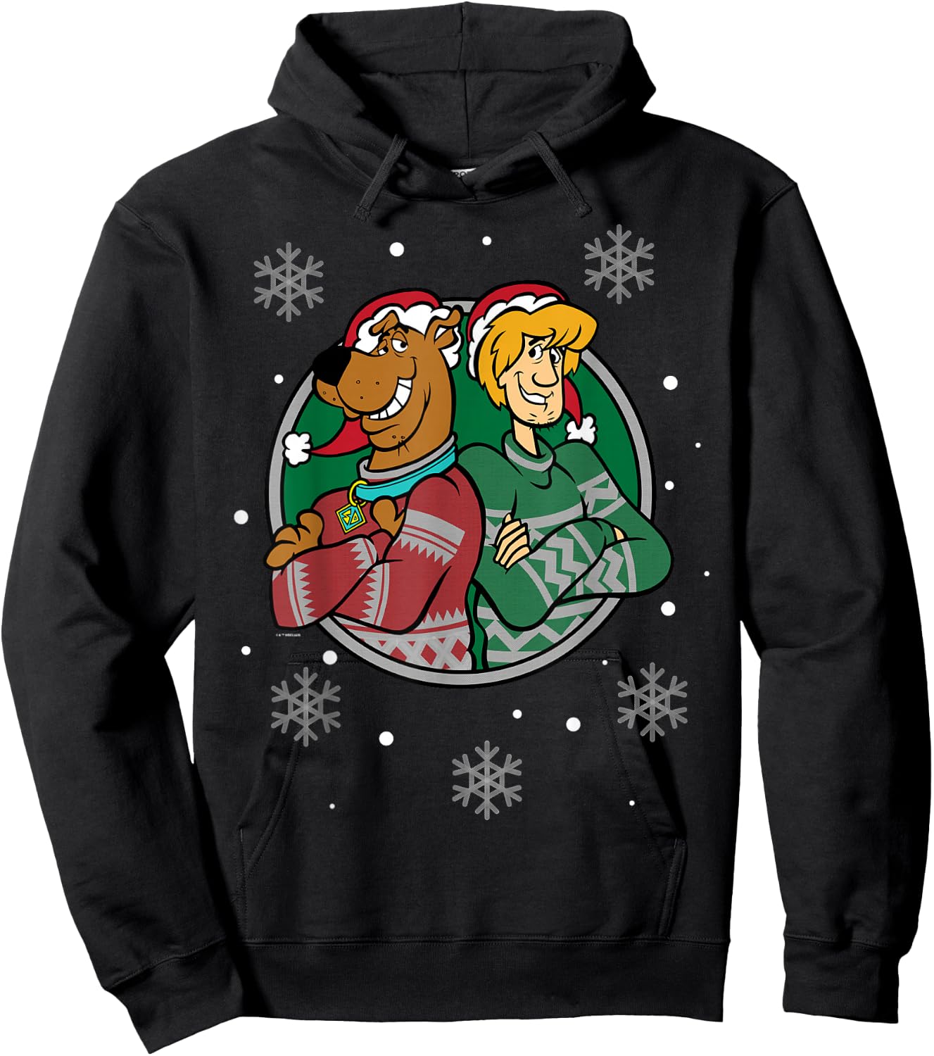 Christmas Scooby Doo Shaggy Arms Crossed Snowing Hoodie - Hoodie | Black