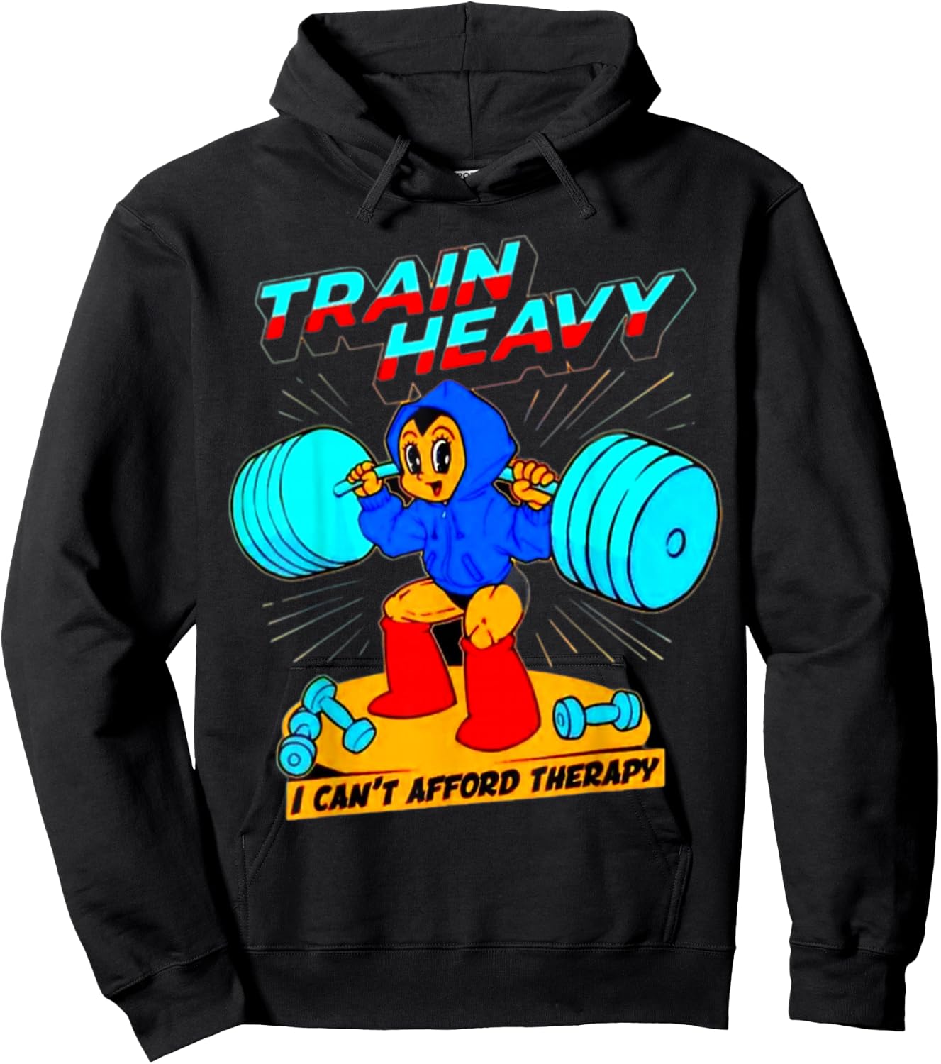 Train Heavy I cant Afford Therapy, Bodybuilding Gym Workout Hoodie - Hoodie | Black