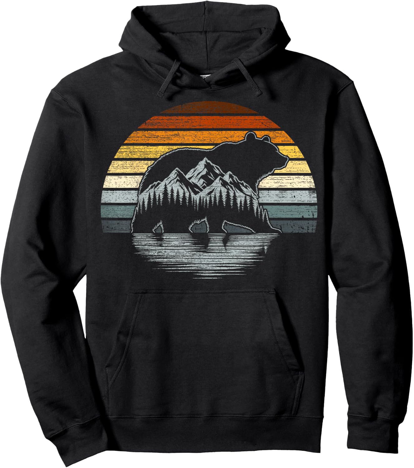 Bear Pride Retro Mountain Nature Gay Bear Flag Hoodie - Hoodie | Black