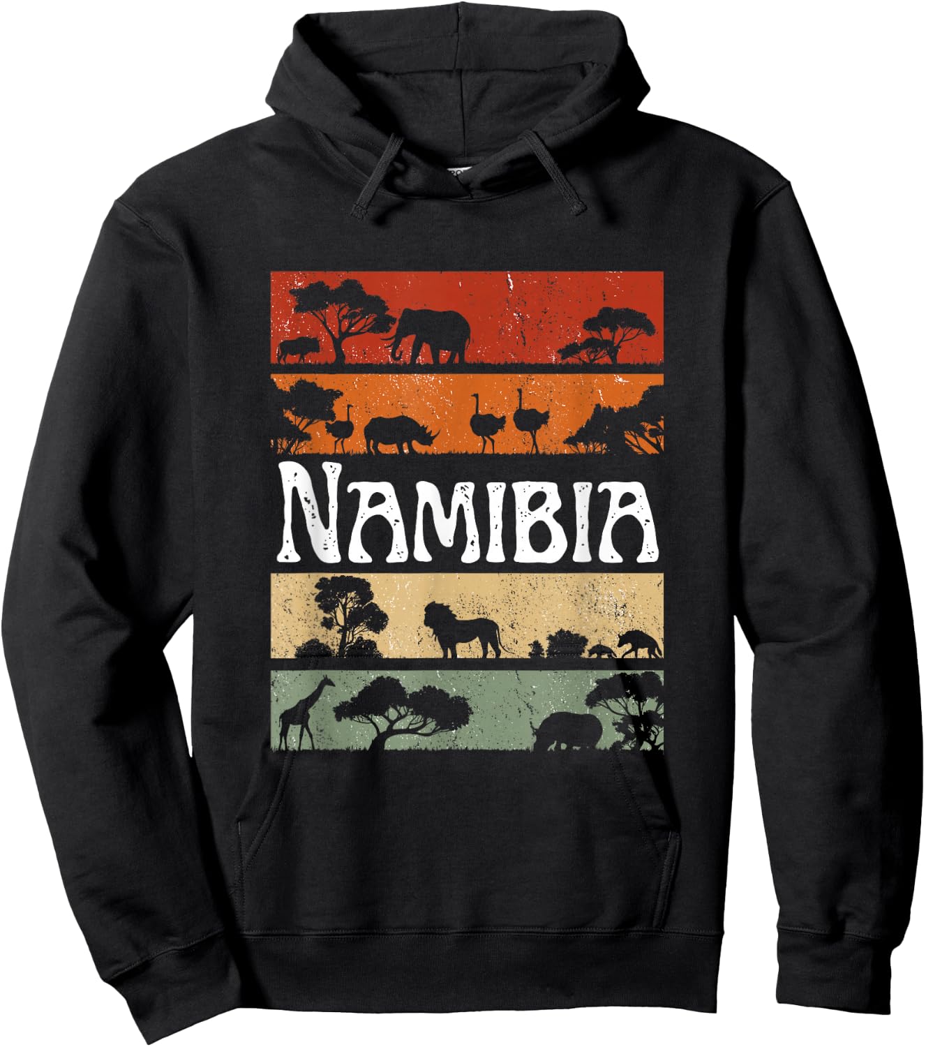 Retro Africa Namibia Safari Travel Namibia Tour Hoodie - Hoodie | Black