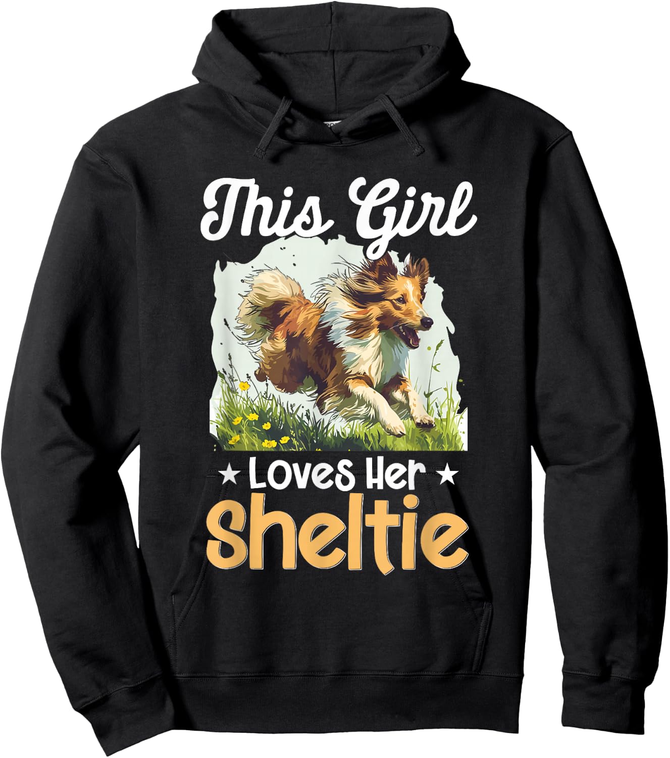 Shetland Sheepdog Dog Sheltie - This Girl loves Her Sheltie Hoodie - Hoodie | Black