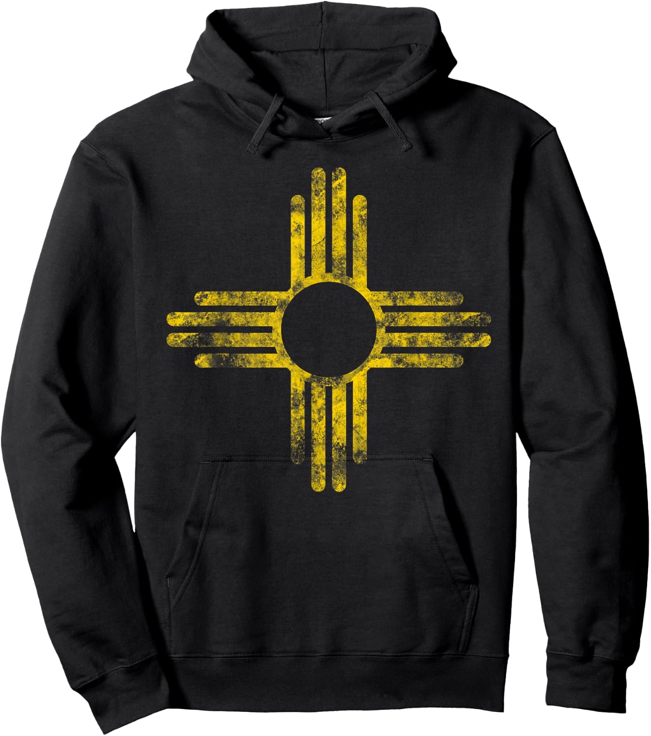 Vintage New Mexico Flag Yellow Zia Sun Symbol Hoodie - Hoodie | Black