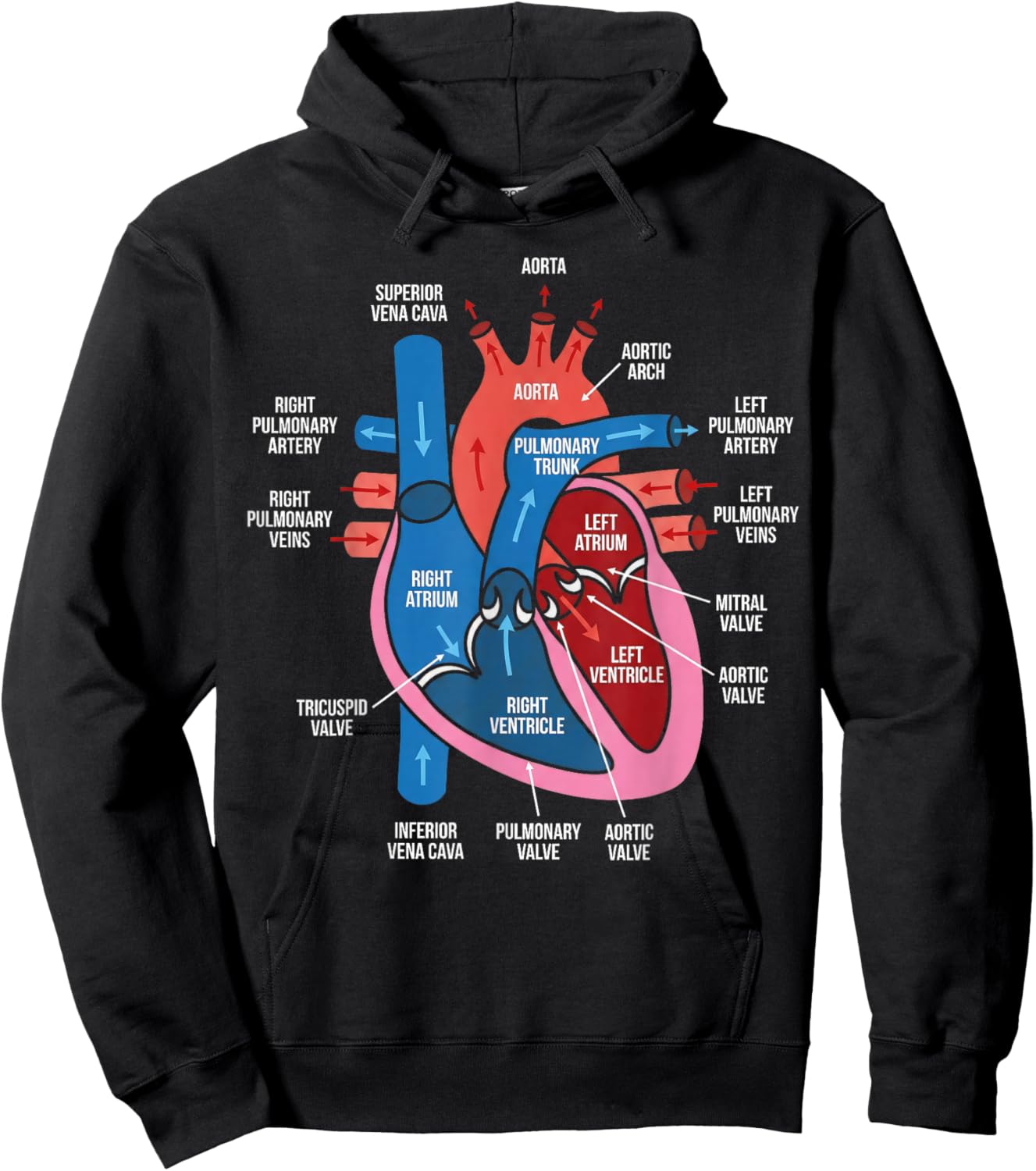 Heart Anatomy Diagram Cardiovascular System Biology Study Hoodie - Hoodie | Black