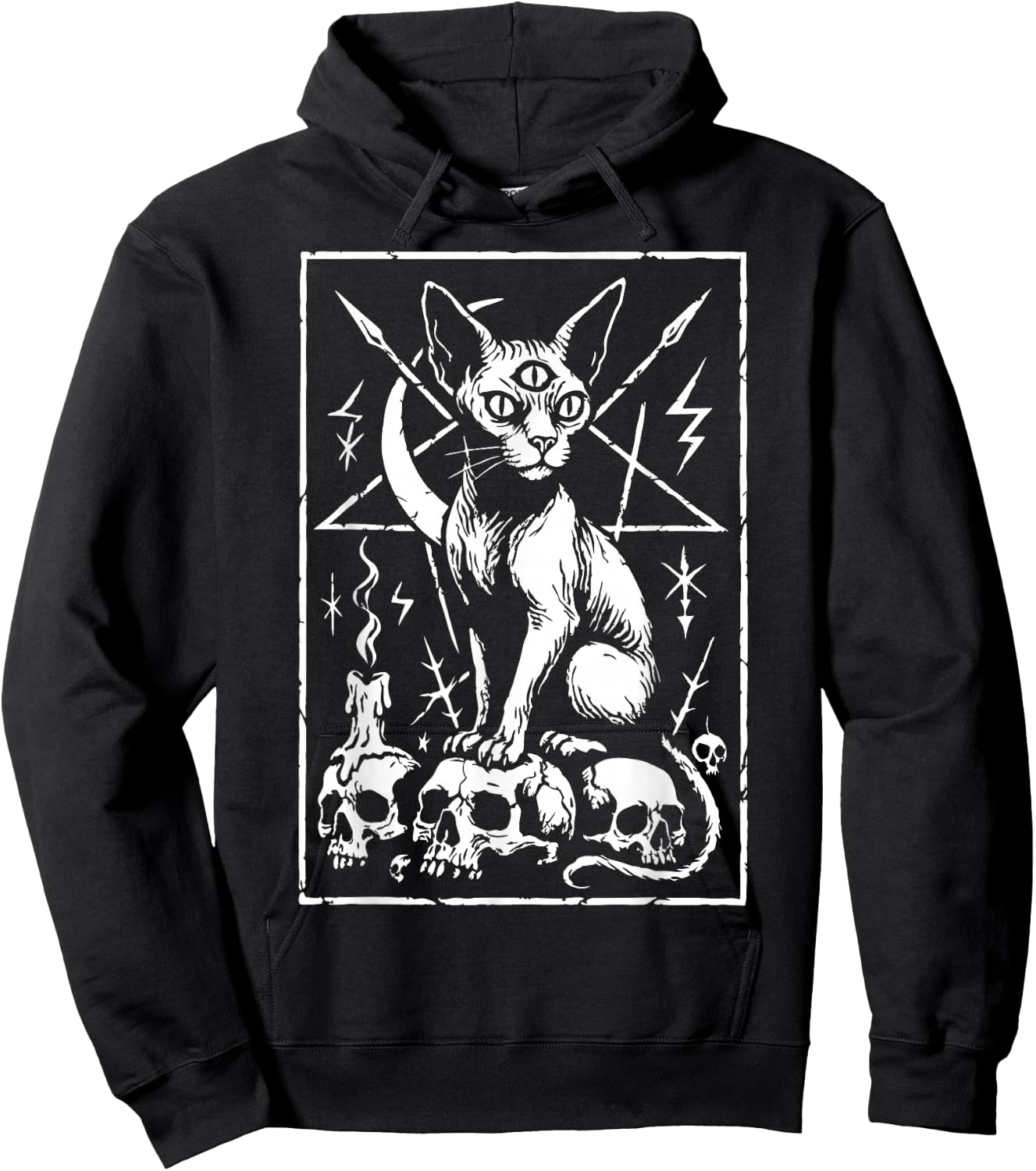 Death Metal Sphynx Cat Occult Hoodie - Hoodie | Black