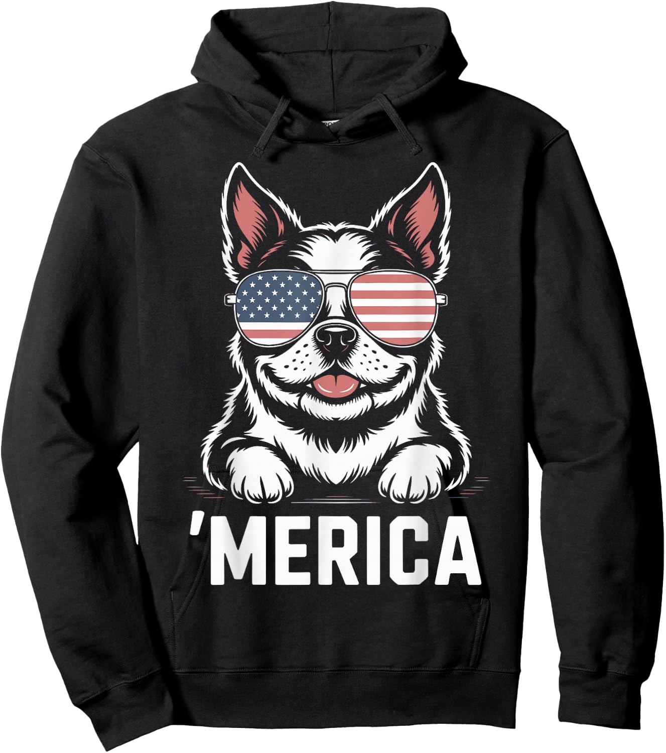 Boston Terrier 4th of July ‘Merica Patriotic Hoodie - Hoodie | Black