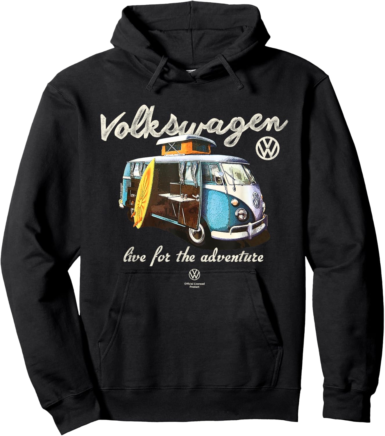 Volkswagen Campervan Type 2 T1 Live for Adventure Hoodie - Hoodie | Black