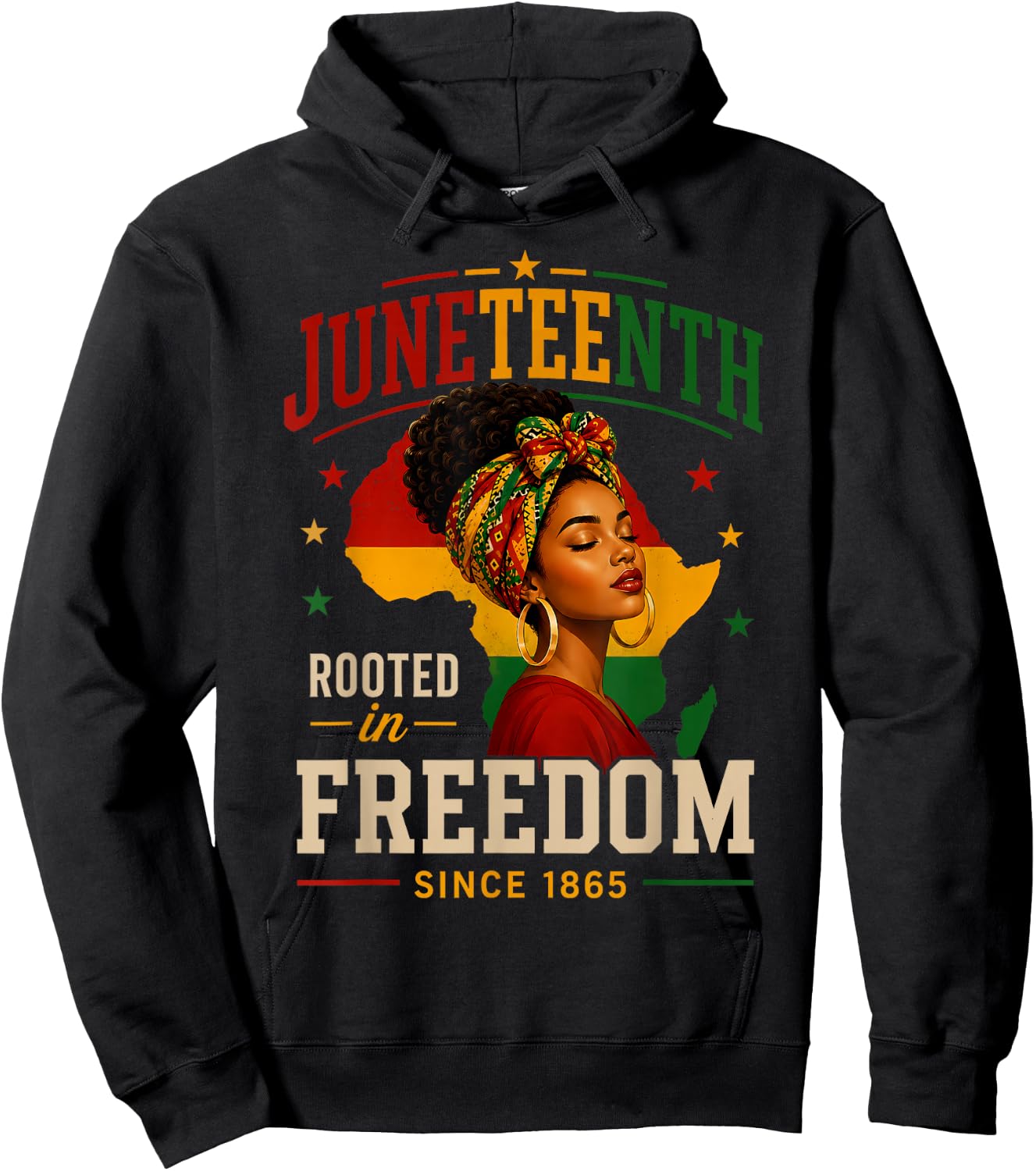 Juneteenth Shirts Women Rooted in Freedom Afro African Hoodie - Hoodie | Black