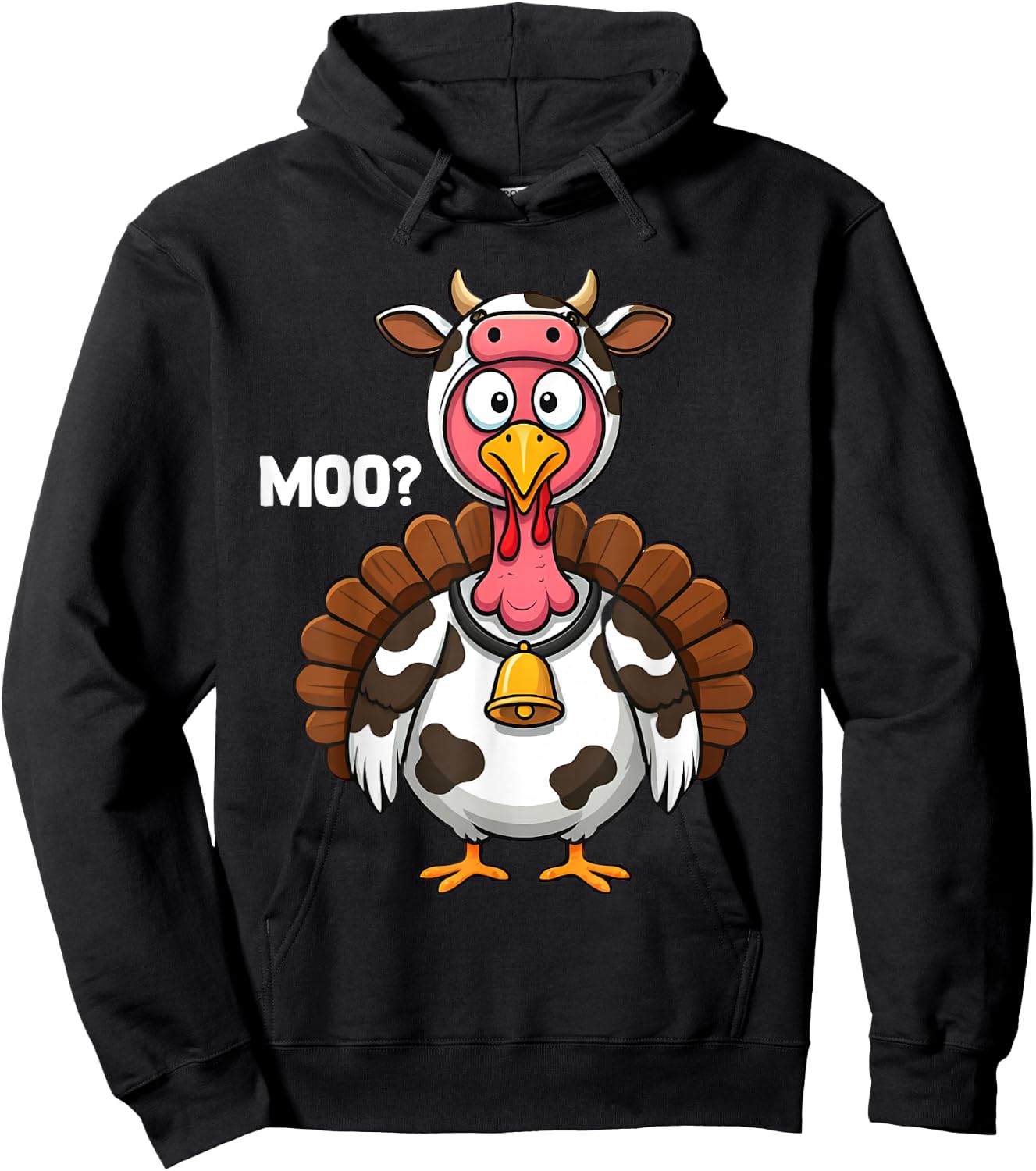 Turkey Moo Cow Funny Thanksgiving 2025 Hoodie - Hoodie | Black