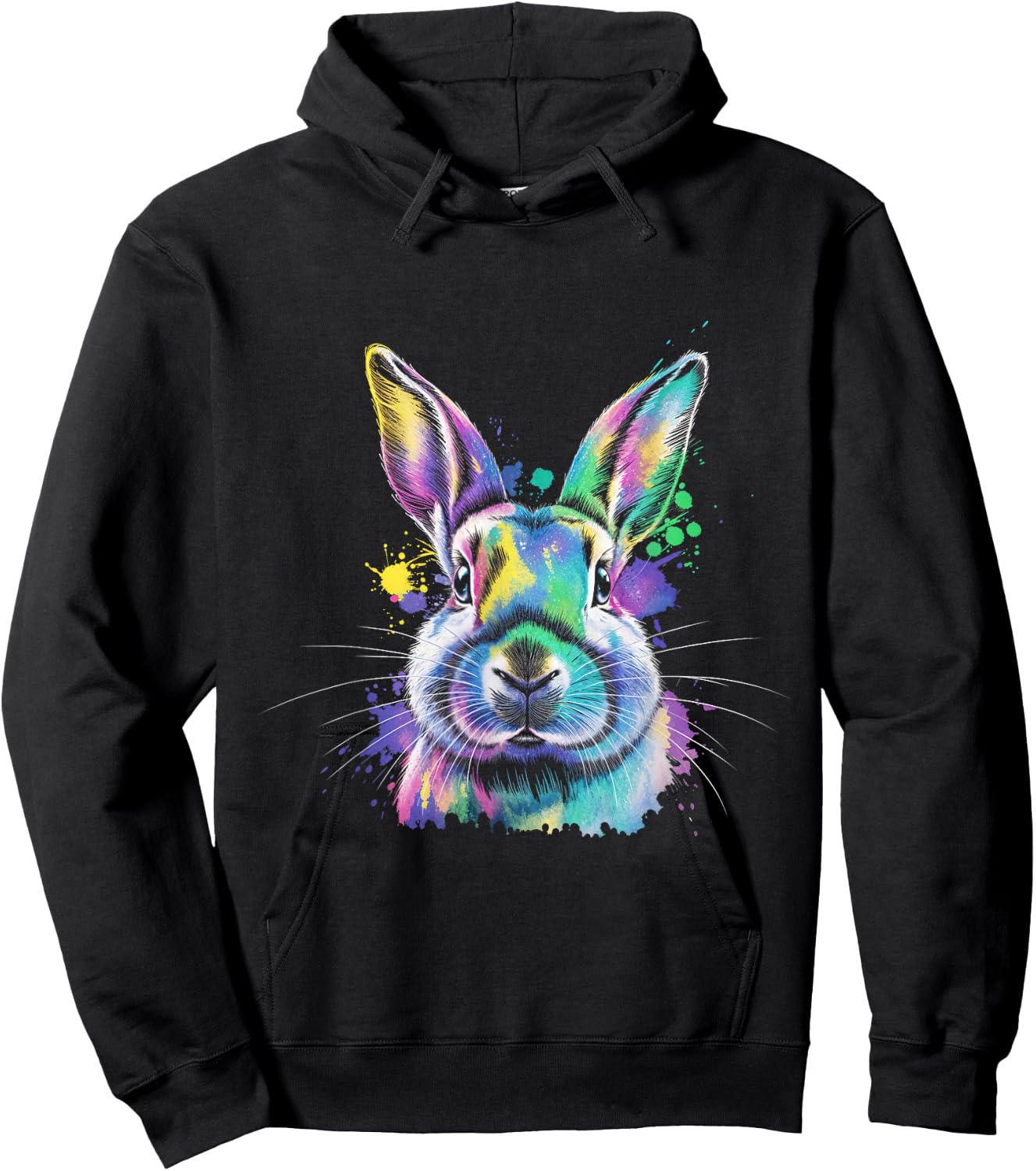 Bunny Hare Watercolor Pet Animal Hoodie - Hoodie | Black