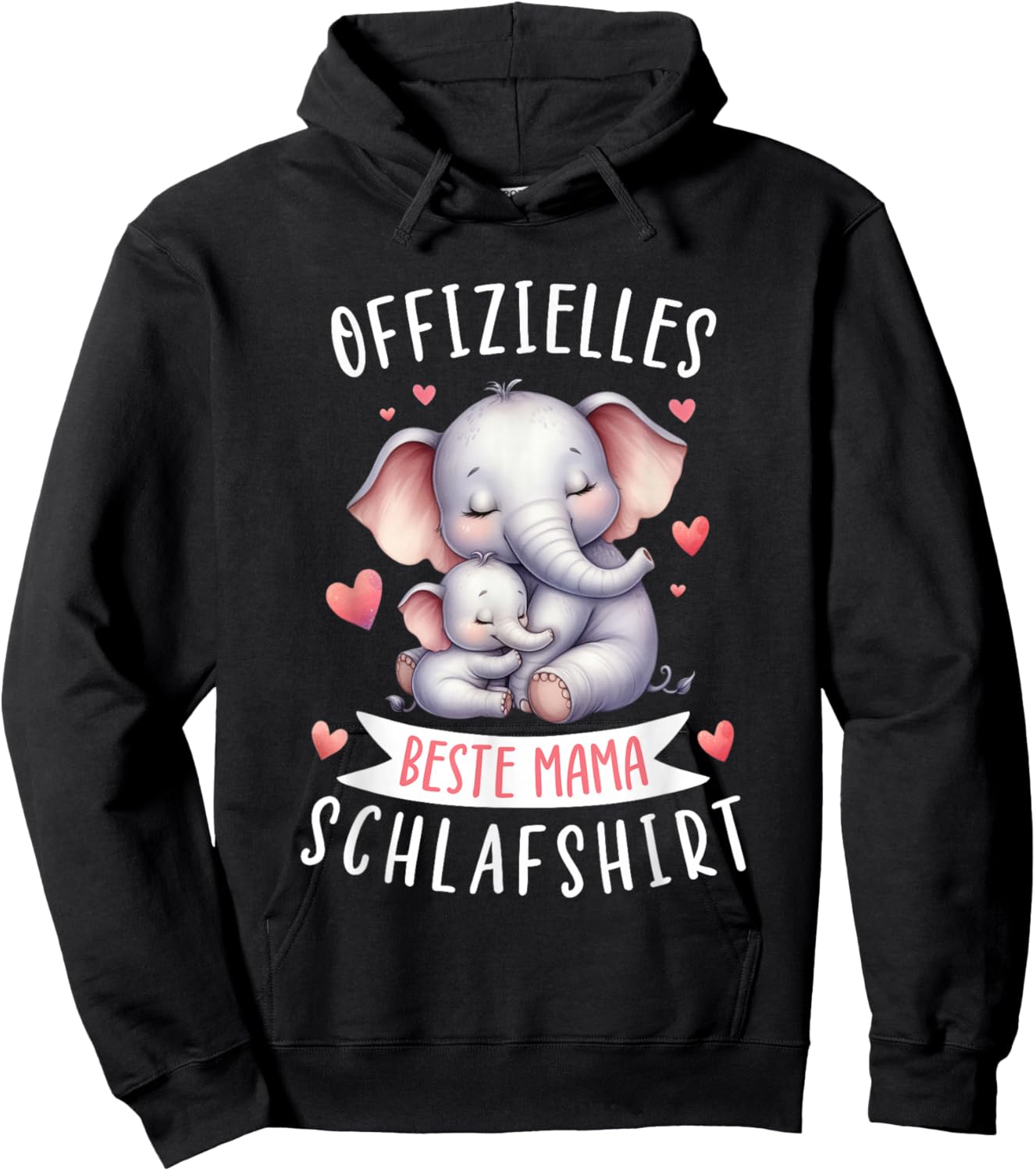 Official Best Mum Sleep Shirt Mother's Day Elephant Mum , black Hoodie - Hoodie | Black