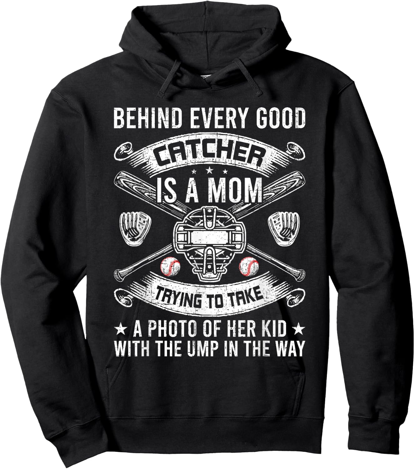 Behind Every Good Catcher Is A Mom Baseball Lover Hoodie - Hoodie | Black