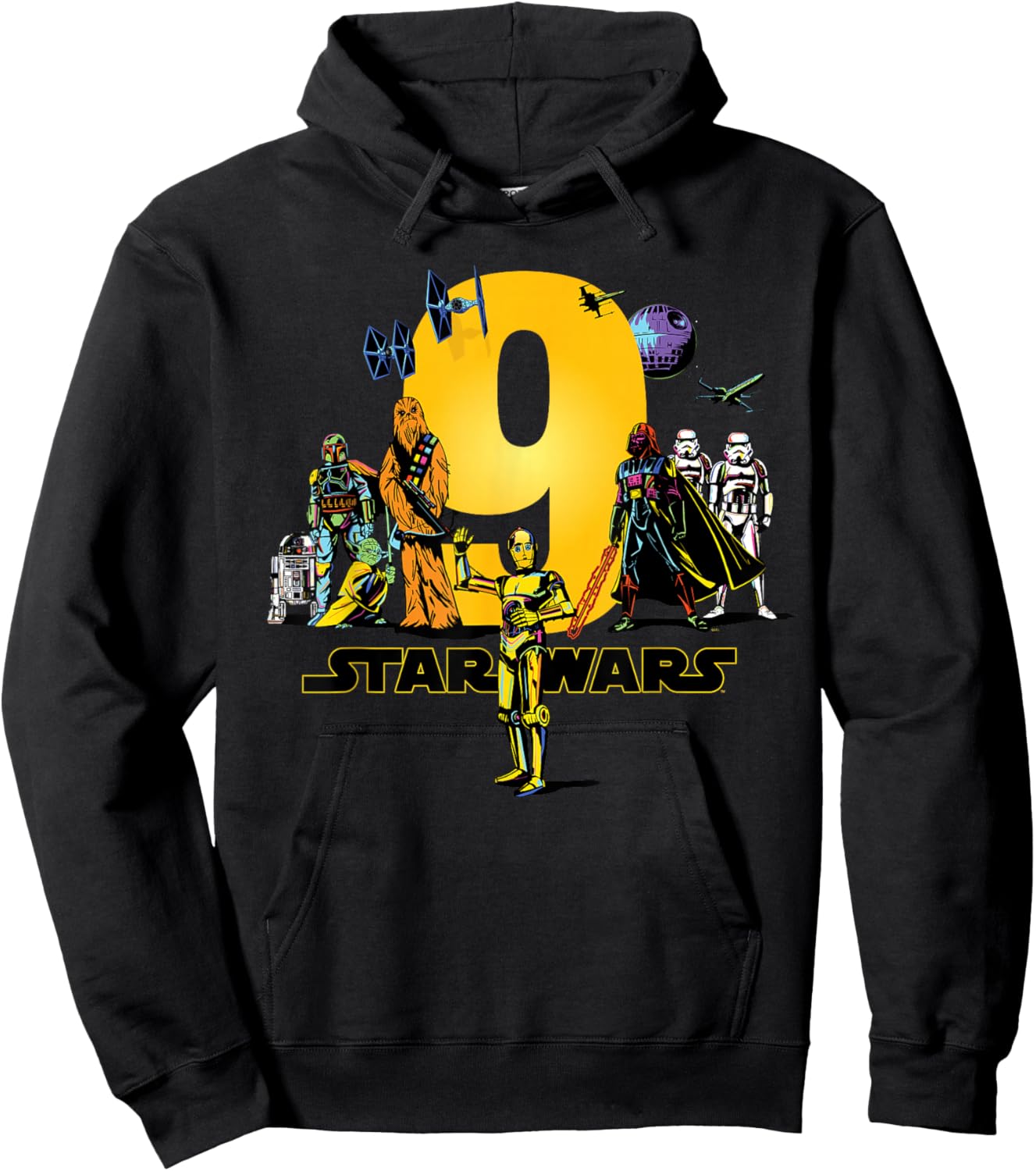 Star Wars Classic Characters Ninth Birthday 9 Years Old , black Hoodie - Hoodie | Black