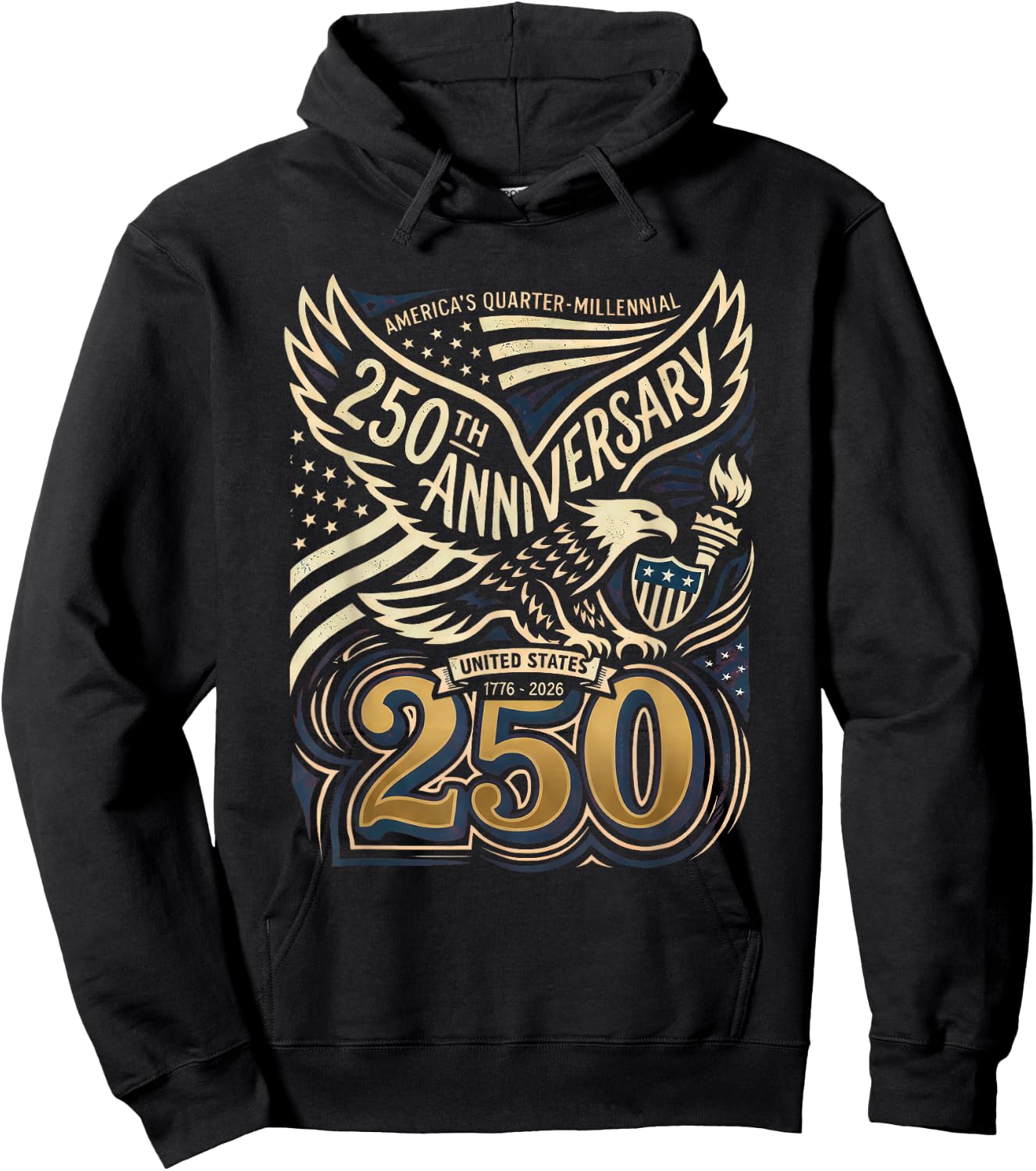 Patriotic Vintage 250th Anniversary USA 250 Year 4th of July Hoodie - Hoodie | Black