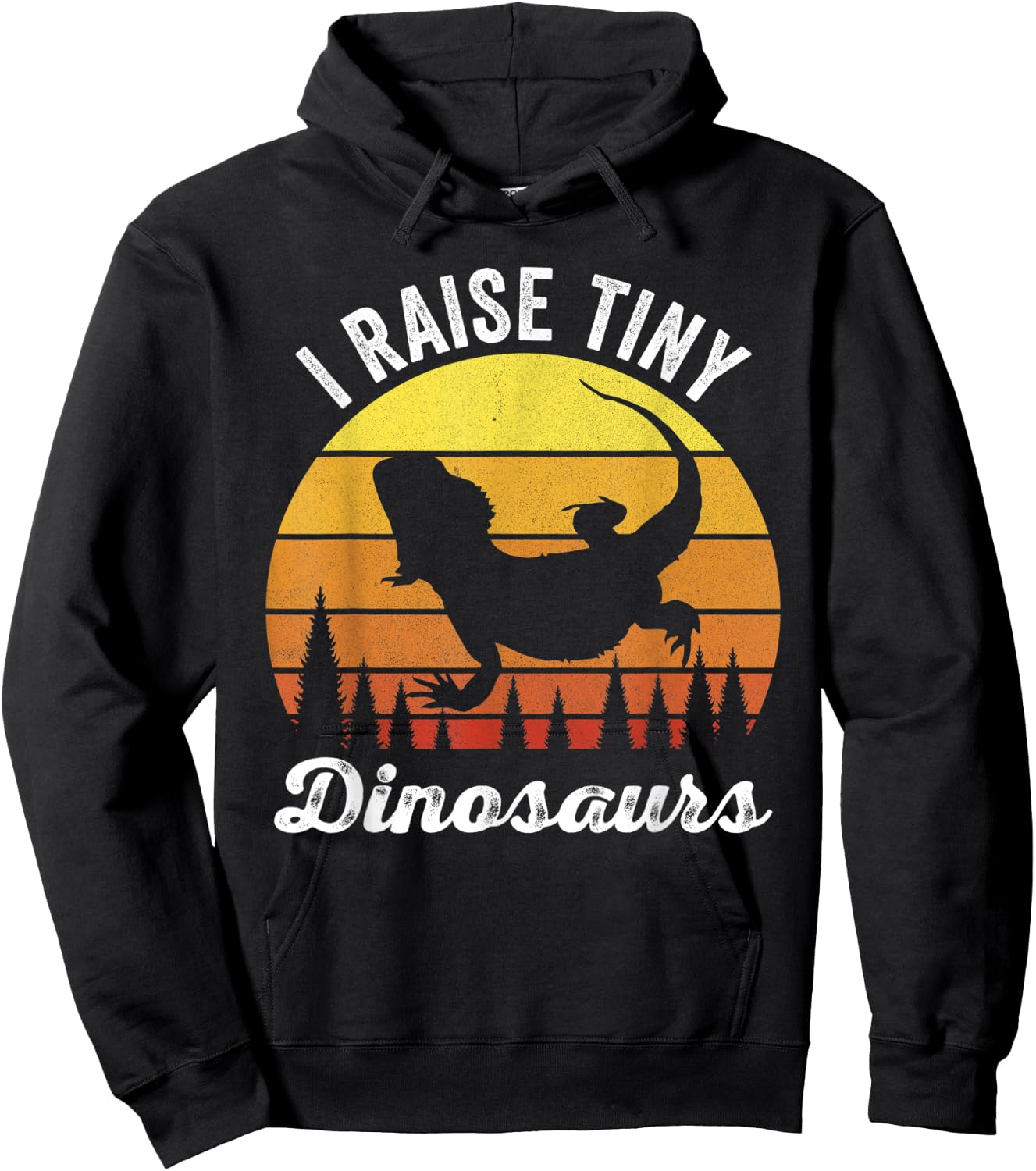 Retro I Raise Tiny Dinosaurs Funny Vintage Bearded Dragon Hoodie - Hoodie | Black