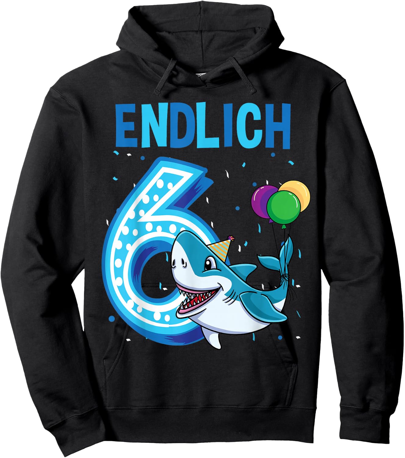 Geschenk 6 Jahre alt Hai Kinder Geburtstag Hoodie - Hoodie | Black