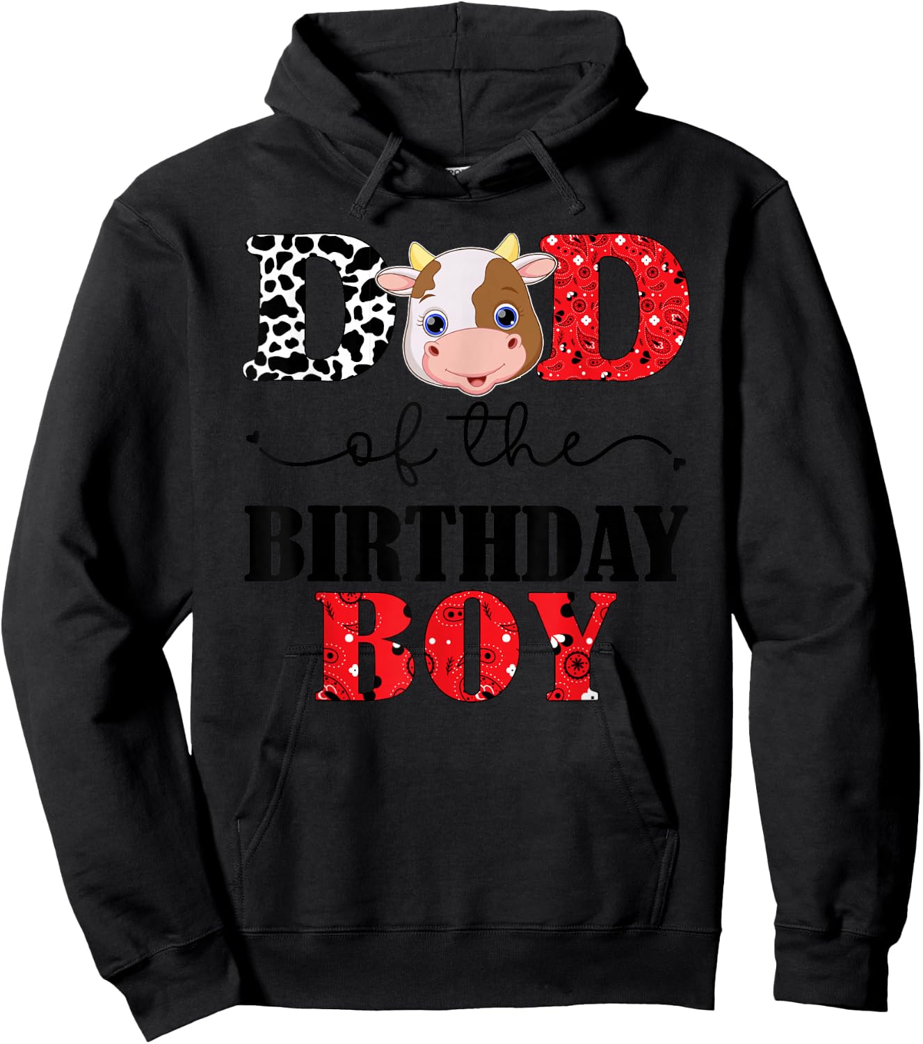 Dad of The Birthday for Boy Cow Farm 1st Birthday Cow Daddy Hoodie - Hoodie | Black