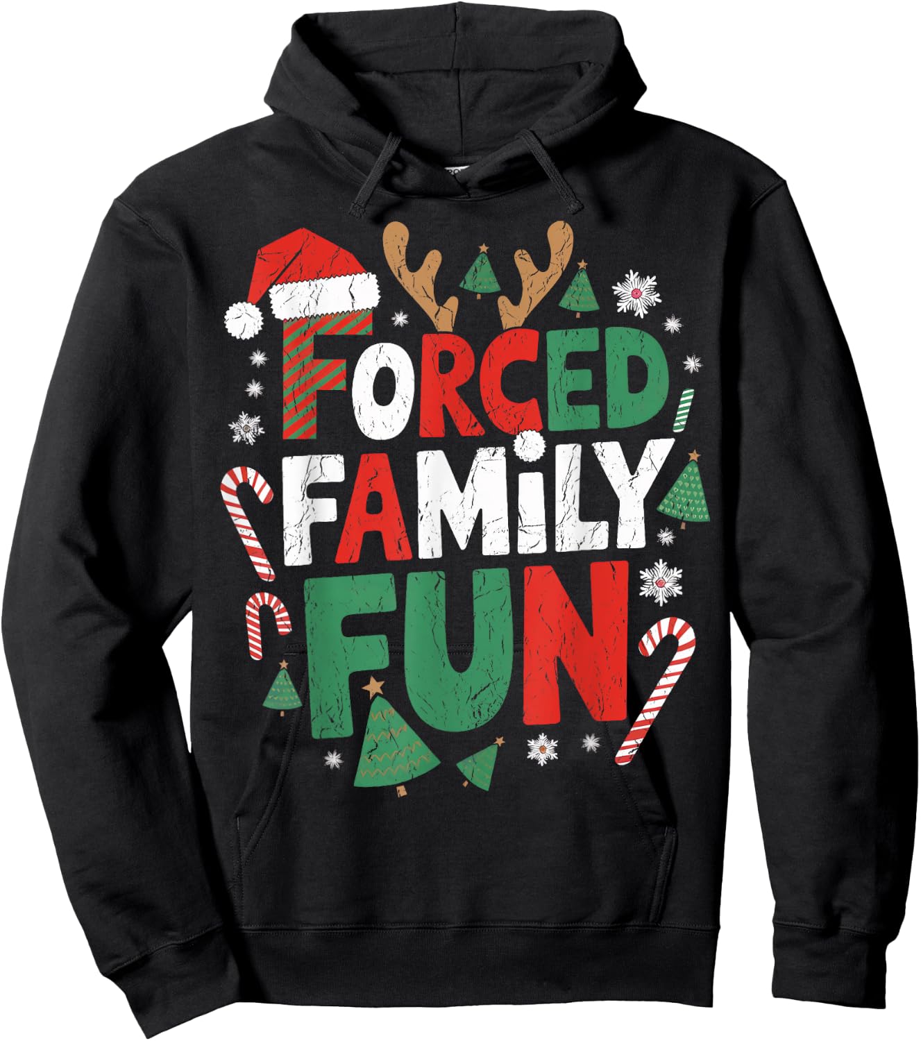 Funny Forced Family Fun Christmas Family Christmas Gathering Hoodie - Hoodie | Black