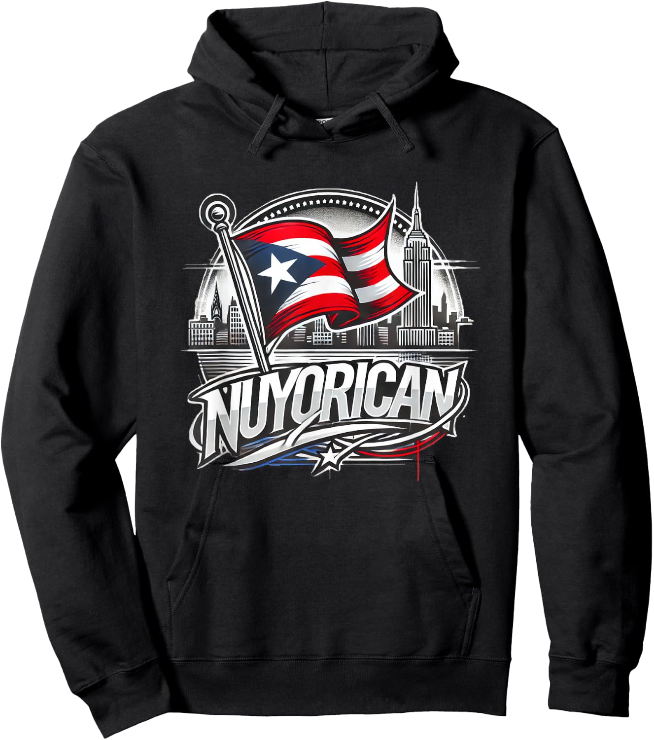 Nuyorican New York Puerto Rican Flag NYC City Backdrop Logo Hoodie - Hoodie | Black