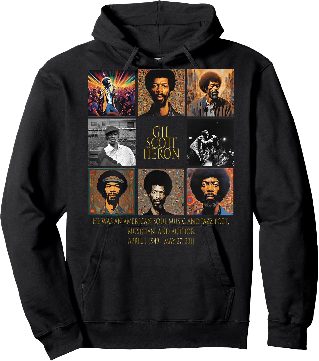 Gil Scott-Heron_005_Back Printed Hoodie - Hoodie | Black