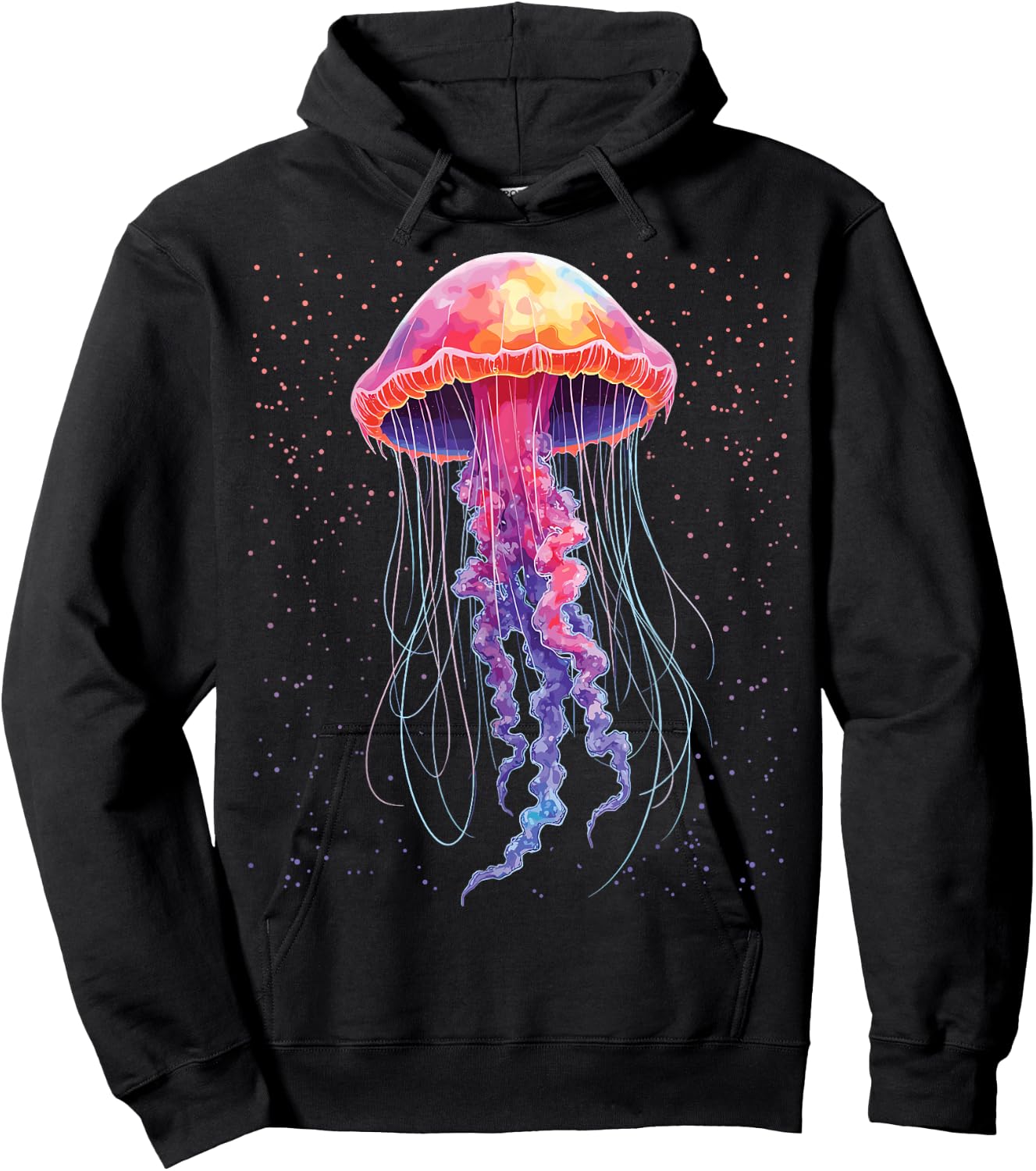 Psychedelic Jellyfish, Colourful Sea Creatures, Ocean Lovers , black Hoodie - Hoodie | Black