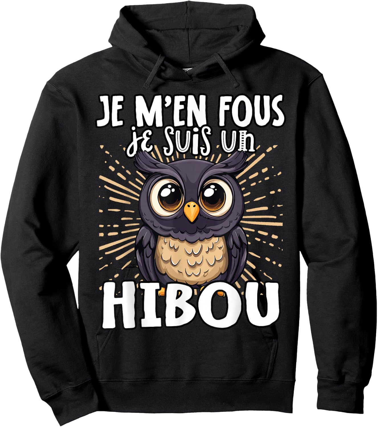Je M'en Fous Je Suis Un Hibou – Cute Owl , Black, S Hoodie - Hoodie | Black