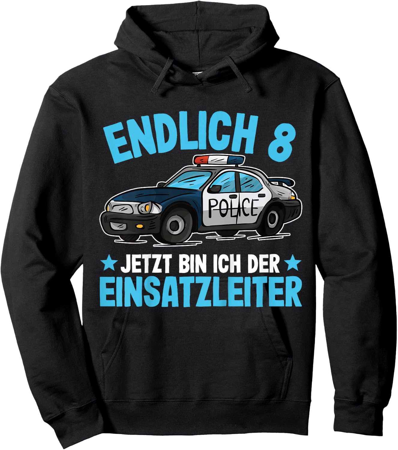 Polizei Shirt 8 Jahre Jungen | Polizei 8. Geburtstag Hoodie - Hoodie | Black