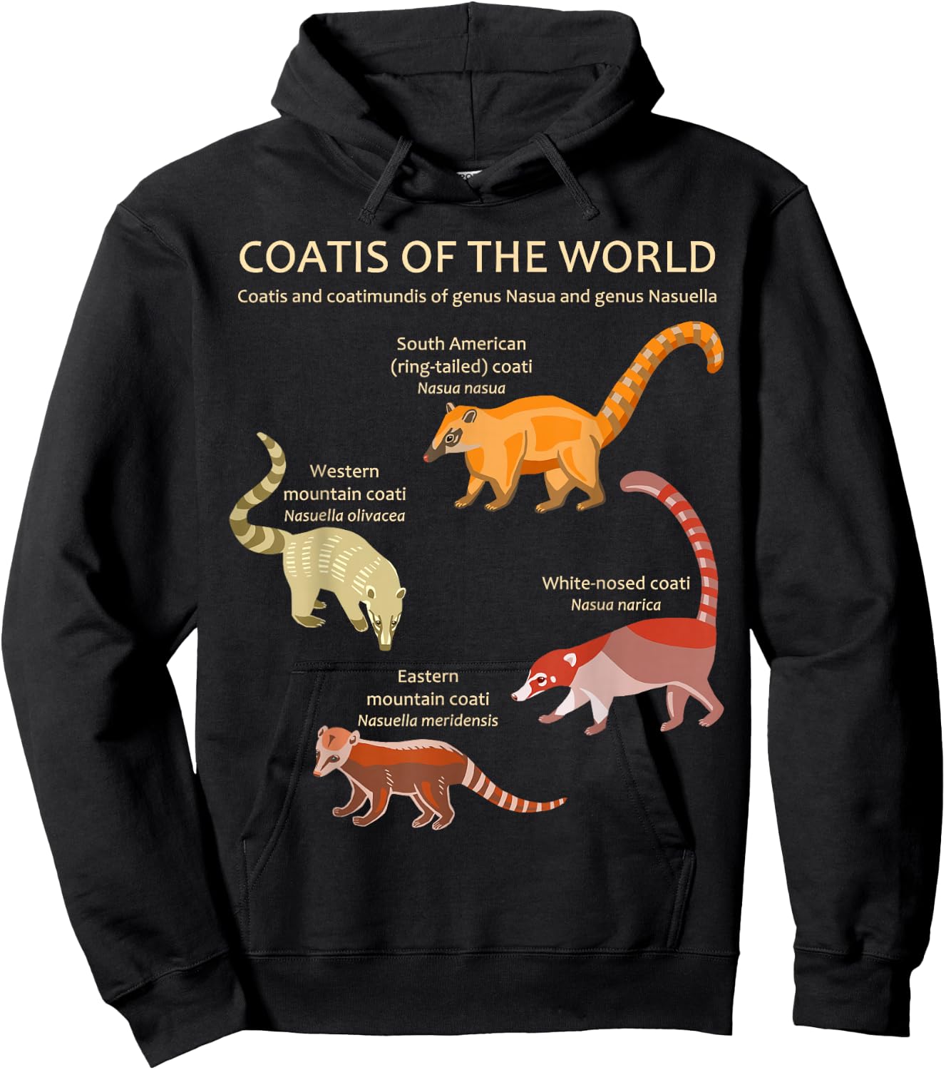 Coati and Coatimundi Species Animal Artwork Hoodie - Hoodie | Black