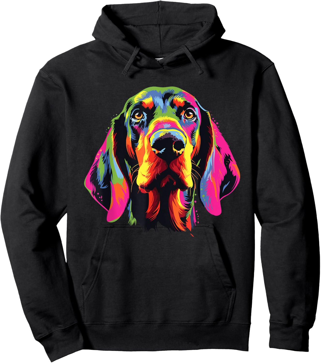 Watercolor Colorful Black And Tan Coonhound Dog Men Women Girls Kids Hoodie - Hoodie | Black