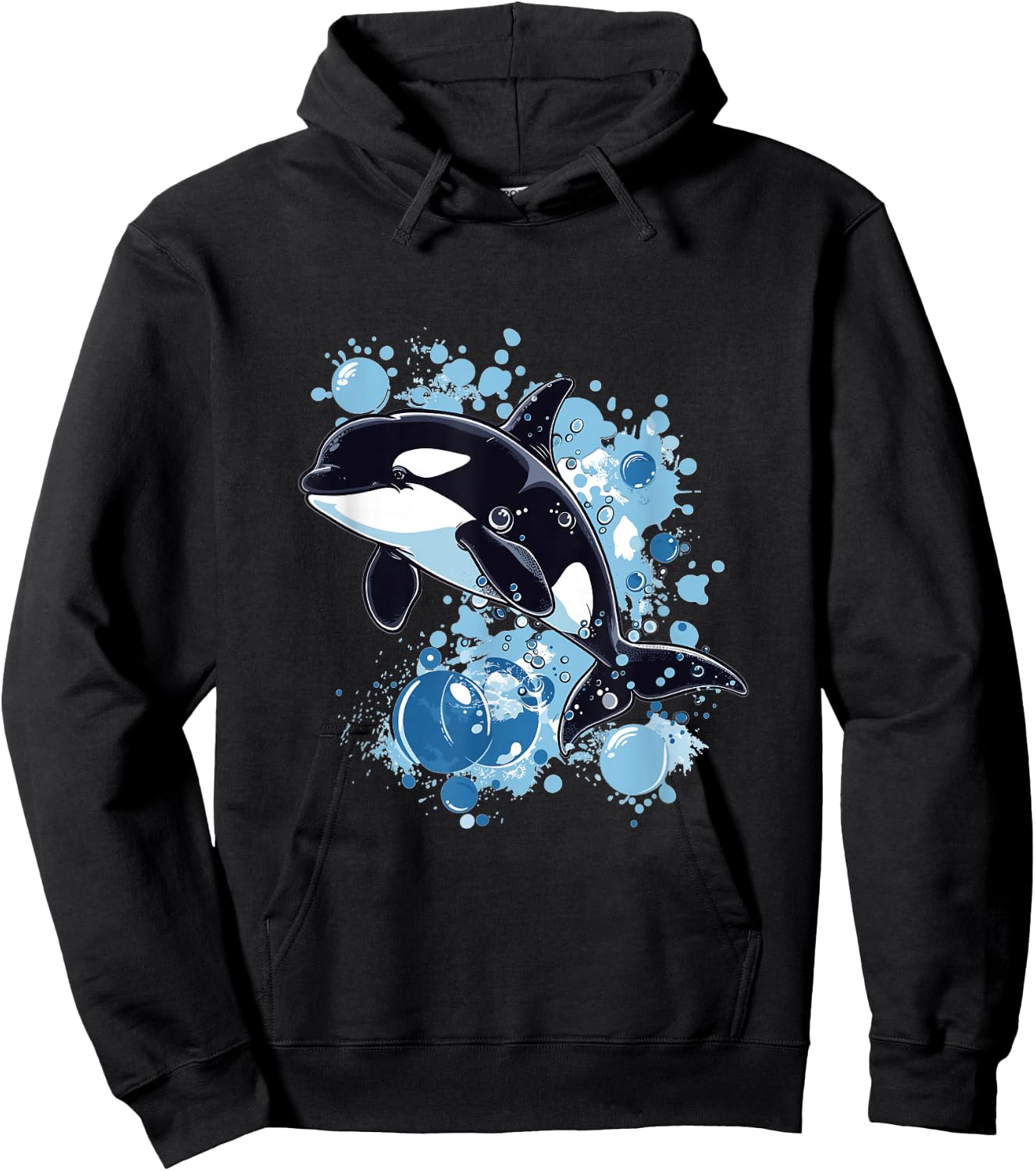 Orca Whale Bubbles Graphic Hoodie - Hoodie | Black