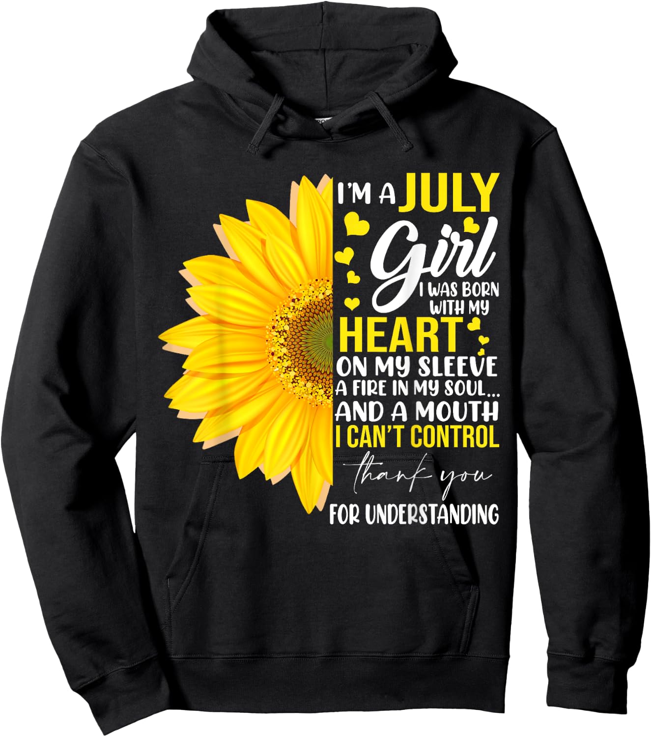 I'm July Girl Sunflower Matching Girl Born On July Birthday Hoodie - Hoodie | Black