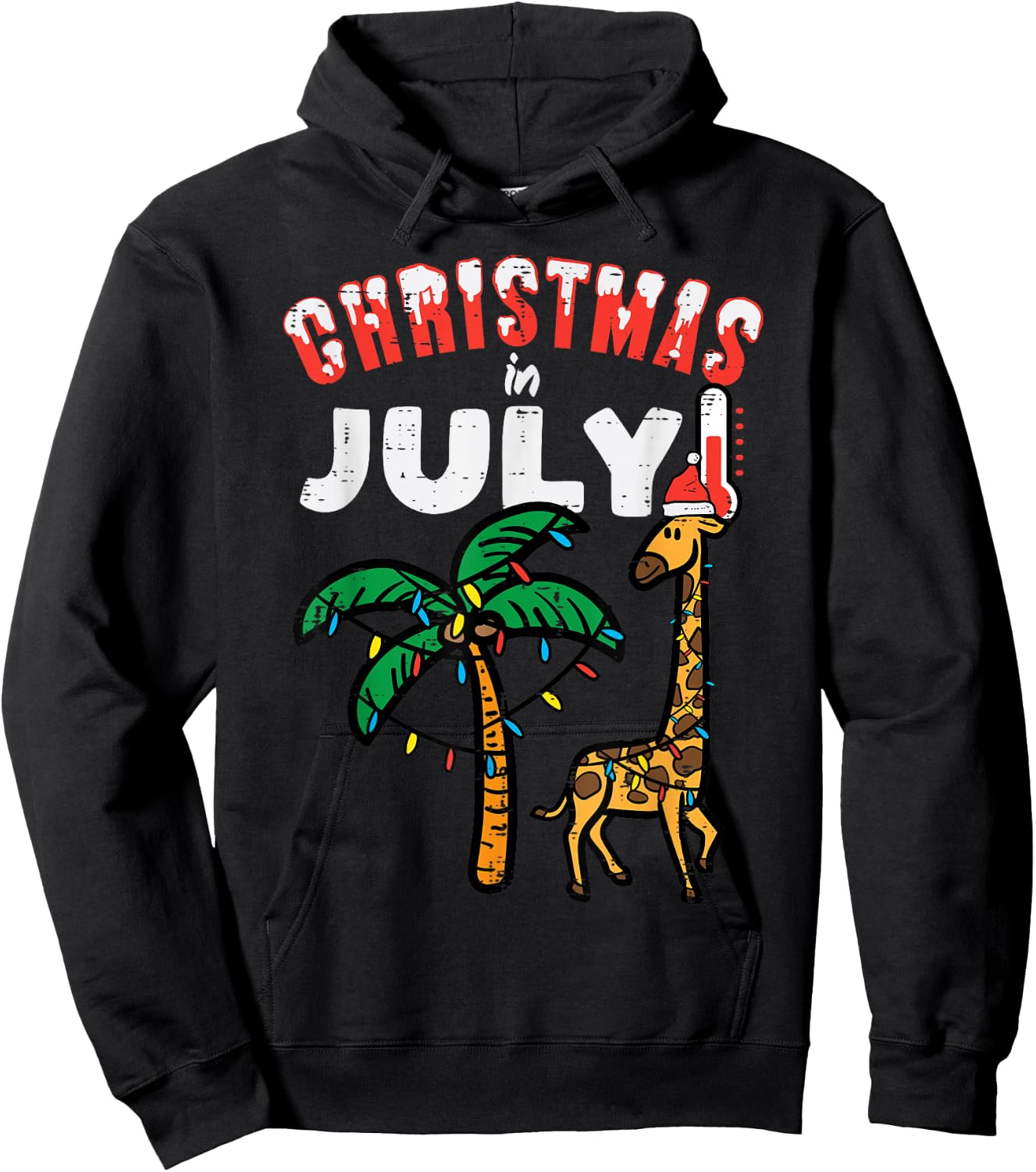 Christmas July Giraffe Palm Tree Cute Xmas Boys Kids Toddler Hoodie - Hoodie | Black