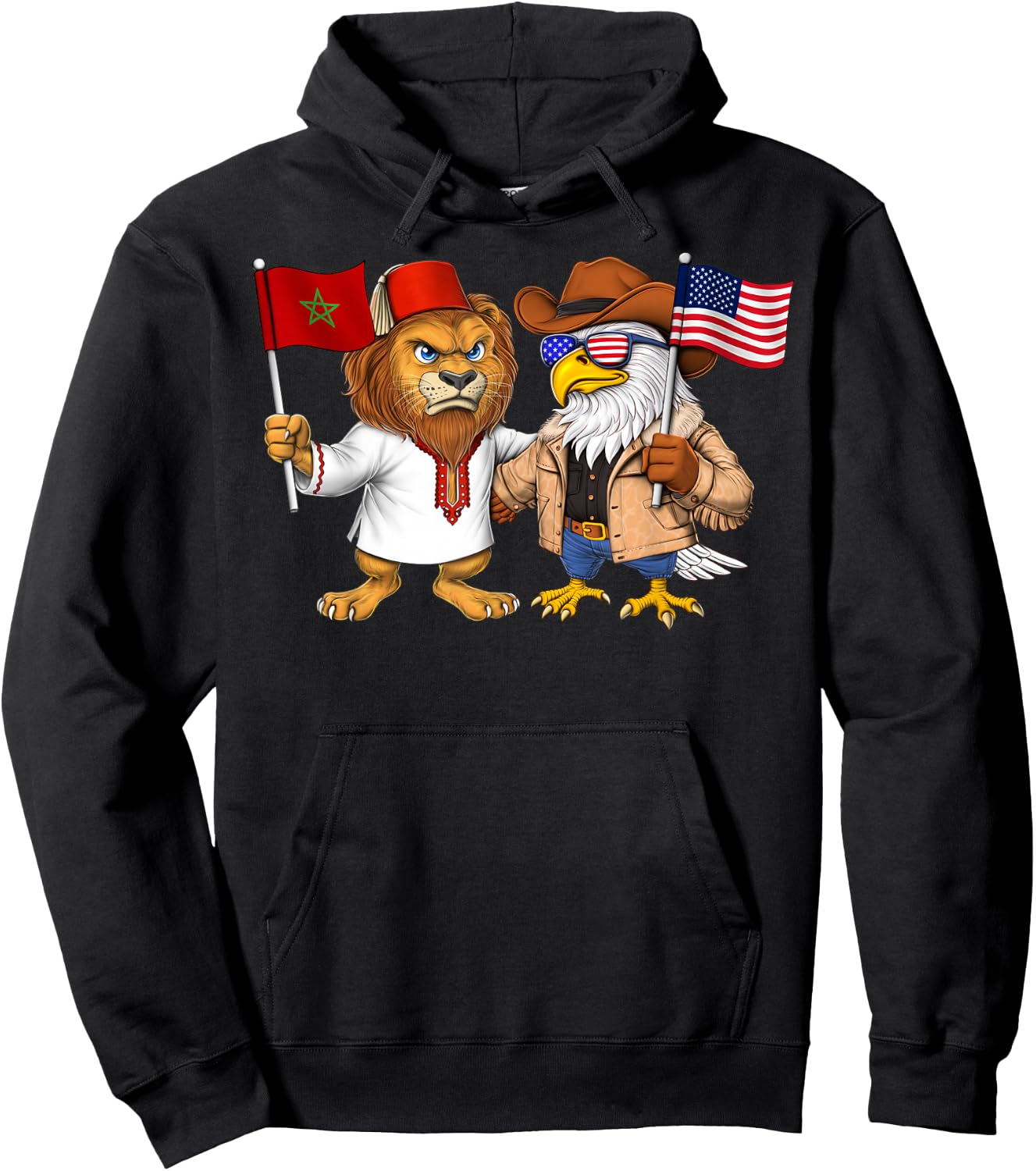 Moroccan American Roots USA Morocco Flag Proud Hoodie - Hoodie | Black