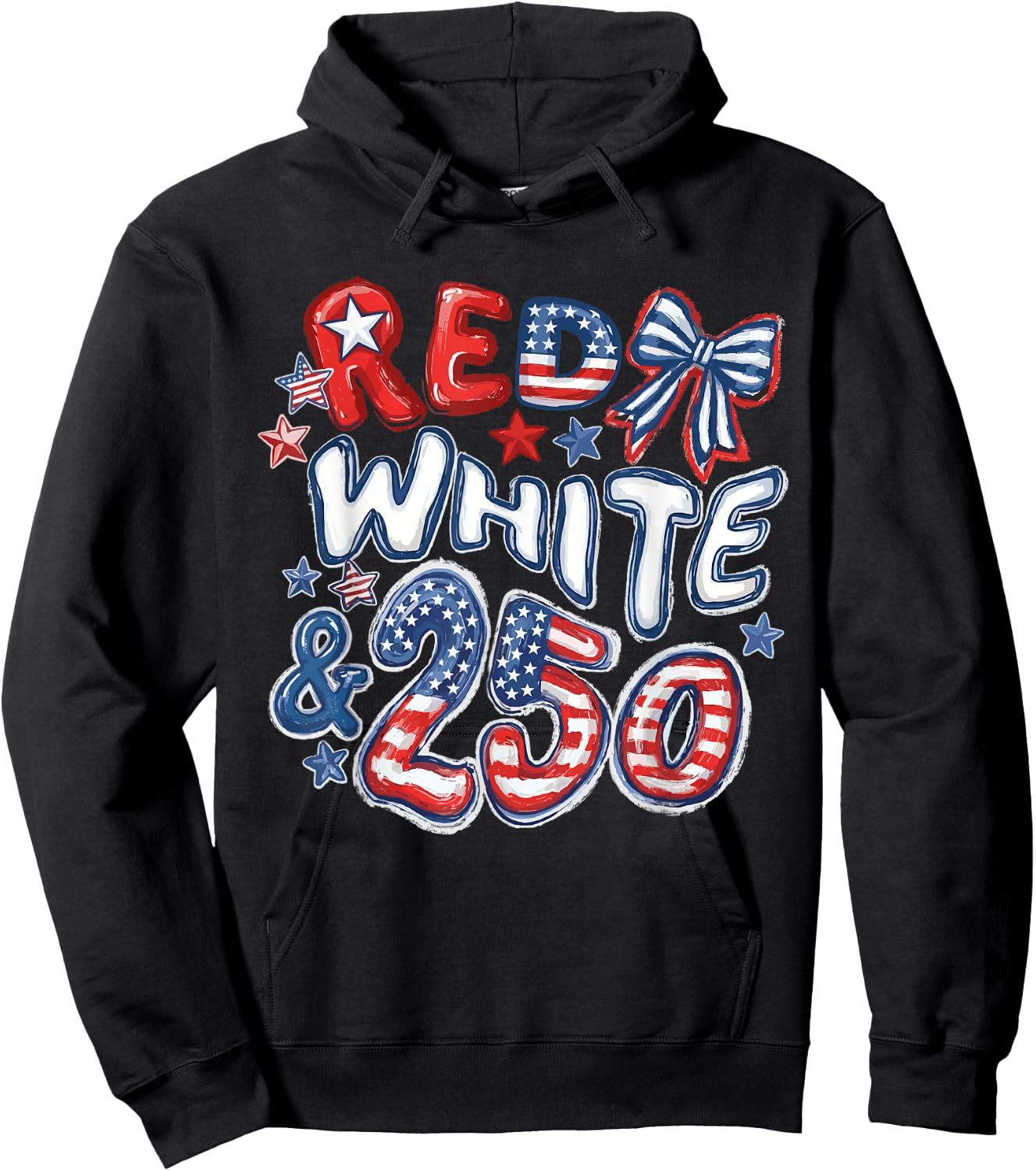 Red White and 250 Coquette Preppy 4th of July Hoodie - Hoodie | Black