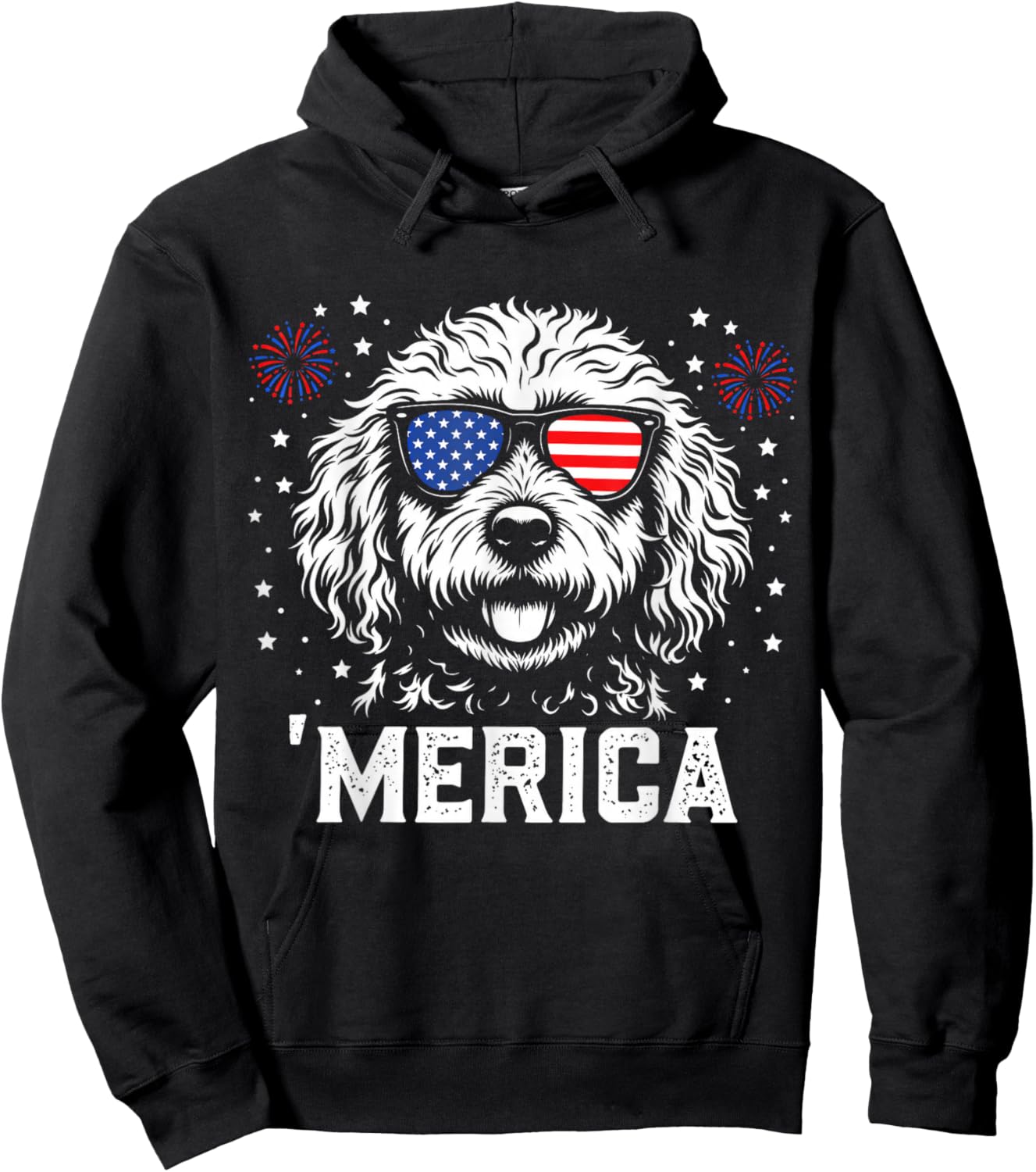 Patriotic Goldendoodle Merica 4th of July Dog Lover Hoodie - Hoodie | Black