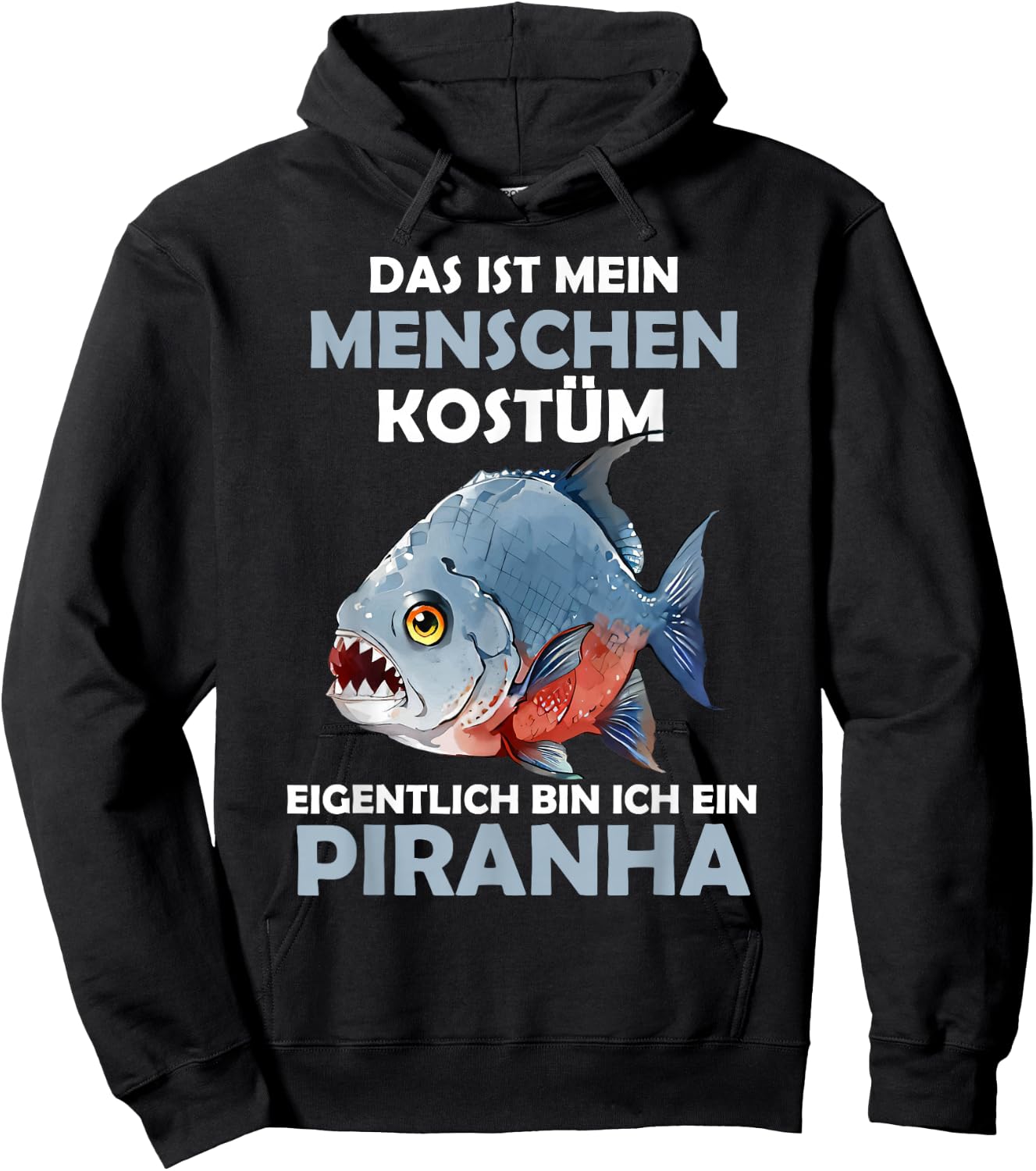 Piranha Carnival Fish Costume Helau Fancy Dress Human Costume , black Hoodie - Hoodie | Black