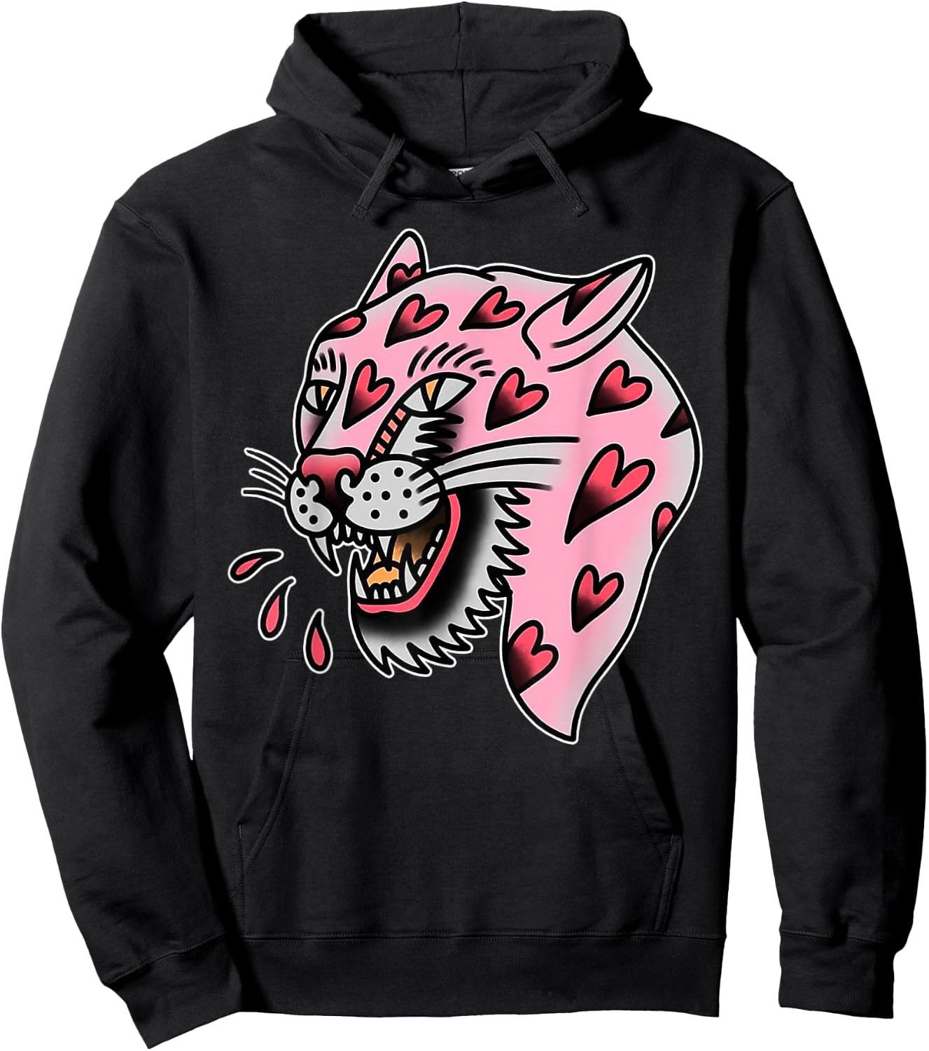 Panther Pink x Heart Love Traditioneller Blitz Hoodie - Hoodie | Black