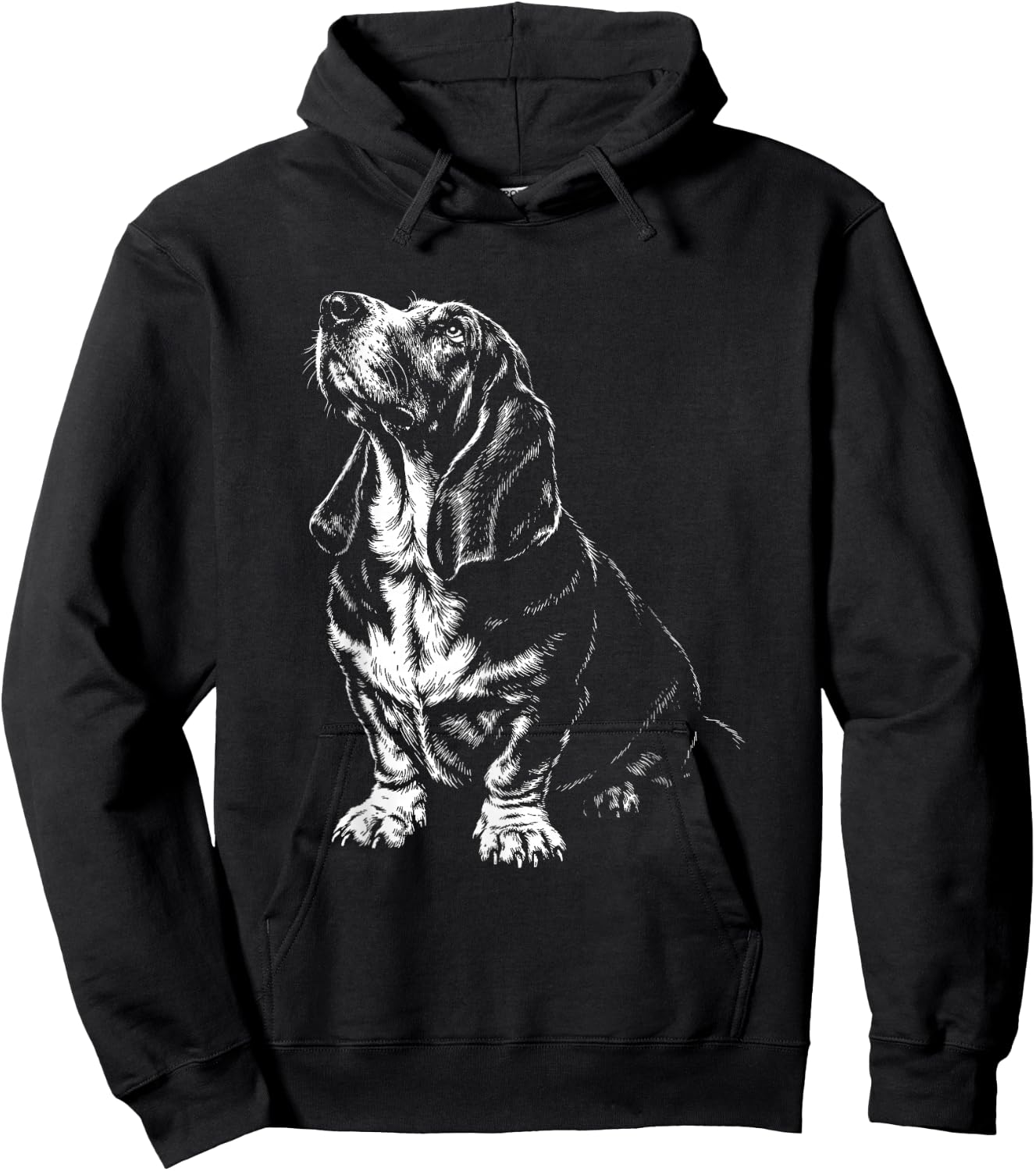Basset Hound Portrait Minimalist Art Hoodie - Hoodie | Black