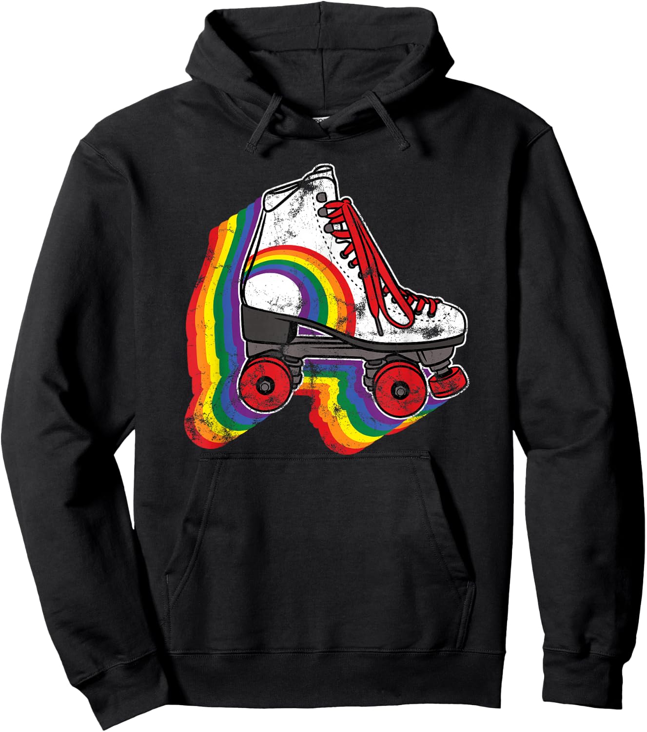 Rainbow Vintage Roller Skating Hoodie - Hoodie | Black