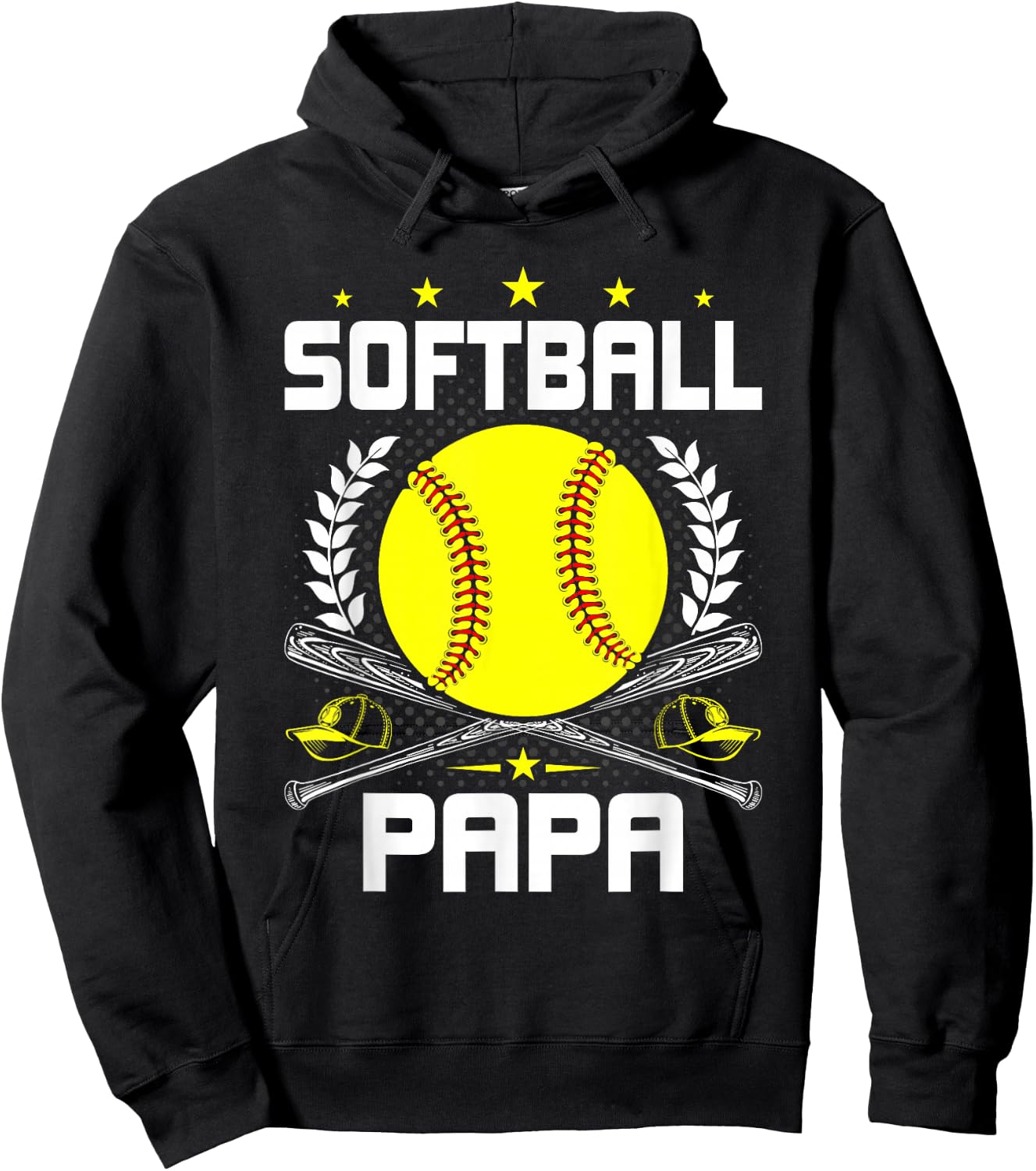 Softball Papa Baseball Lover Dad Hoodie - Hoodie | Black