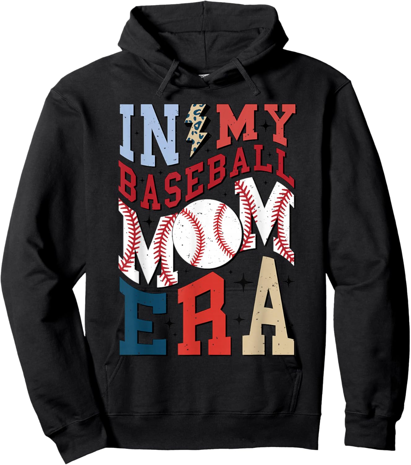 In My Baseball Mom Era Shirt, Retro Baseball Mama Shirt Hoodie - Hoodie | Black