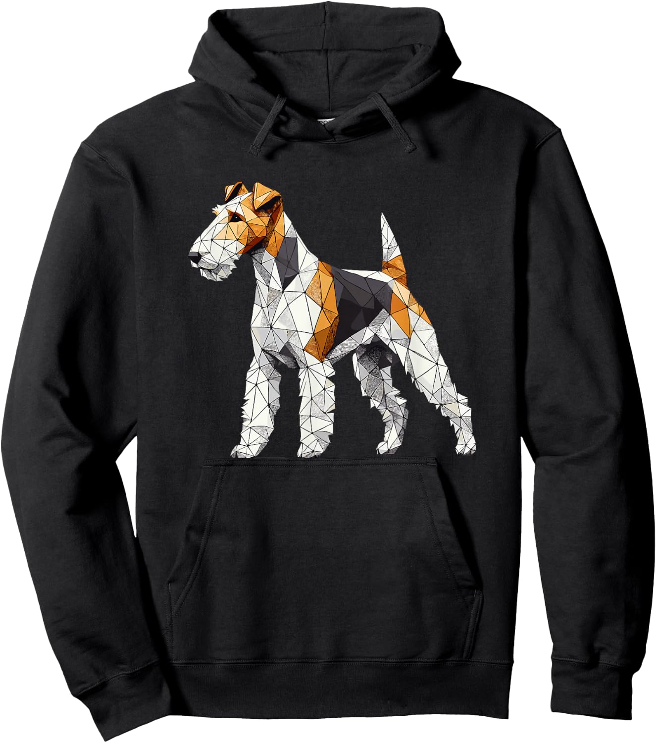 Geometric Art Wire Fox Terrier Wire Hair Fox Hoodie - Hoodie | Black