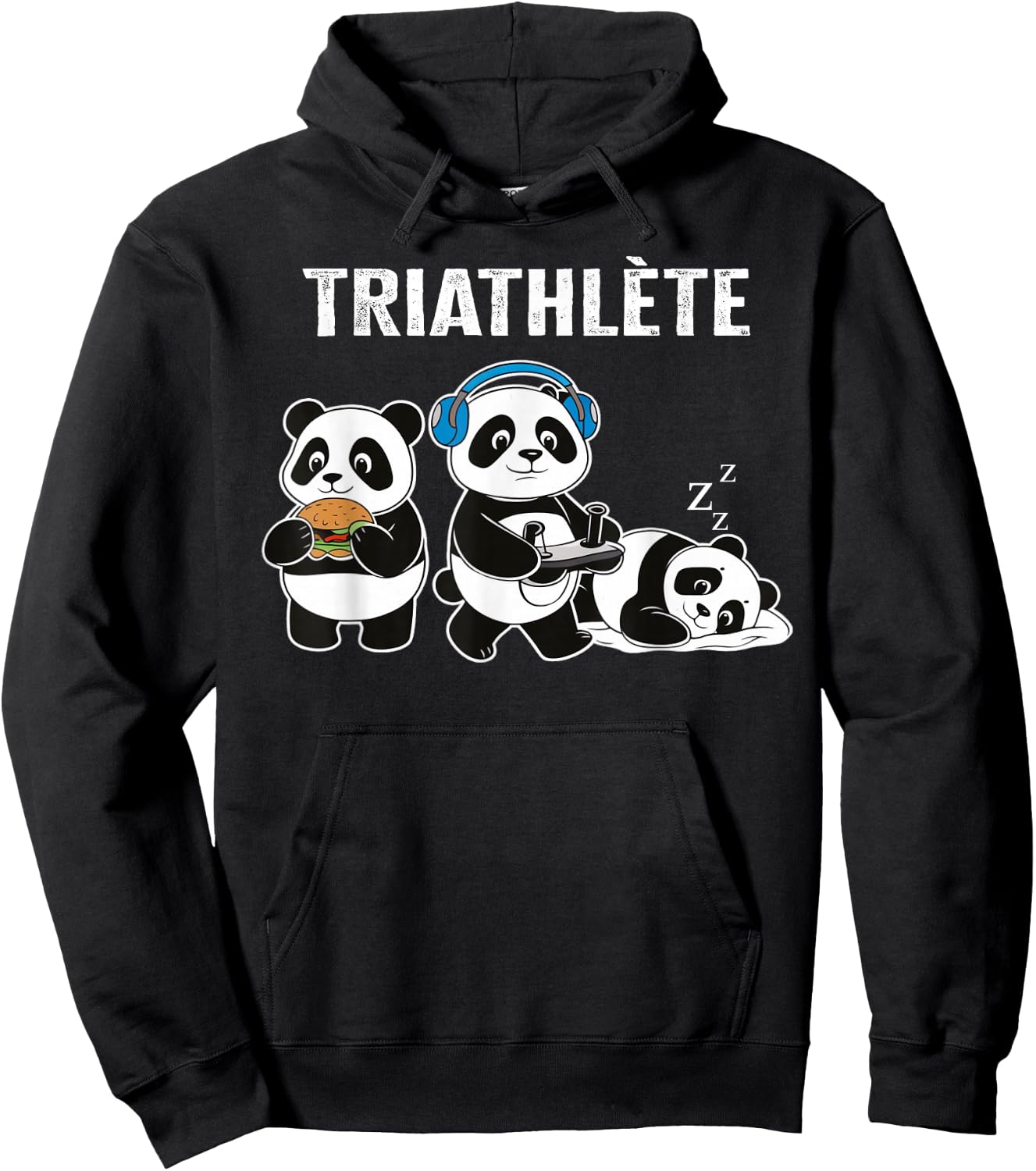 Geek Gift Triathlete Gaming Humor Panda , Black, S Hoodie - Hoodie | Black