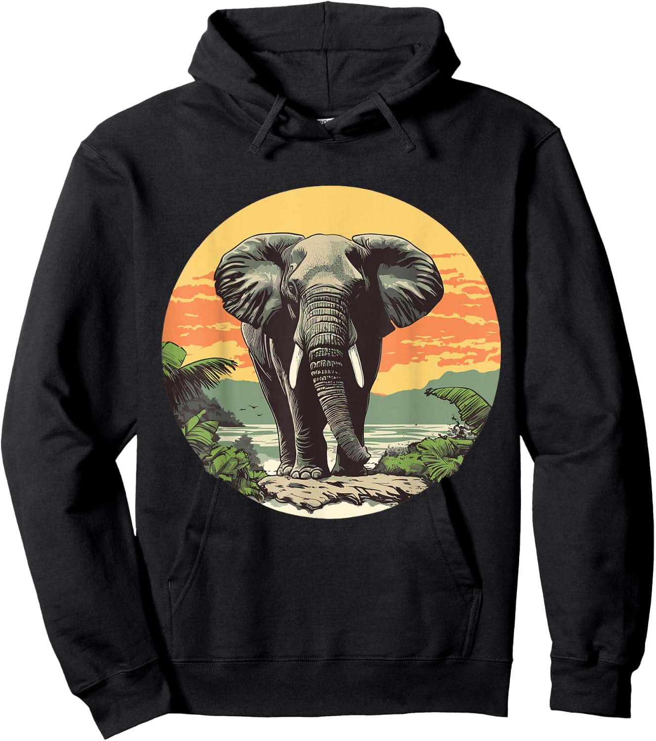 Elephant in Nature, Elephant Hoodie - Hoodie | Black