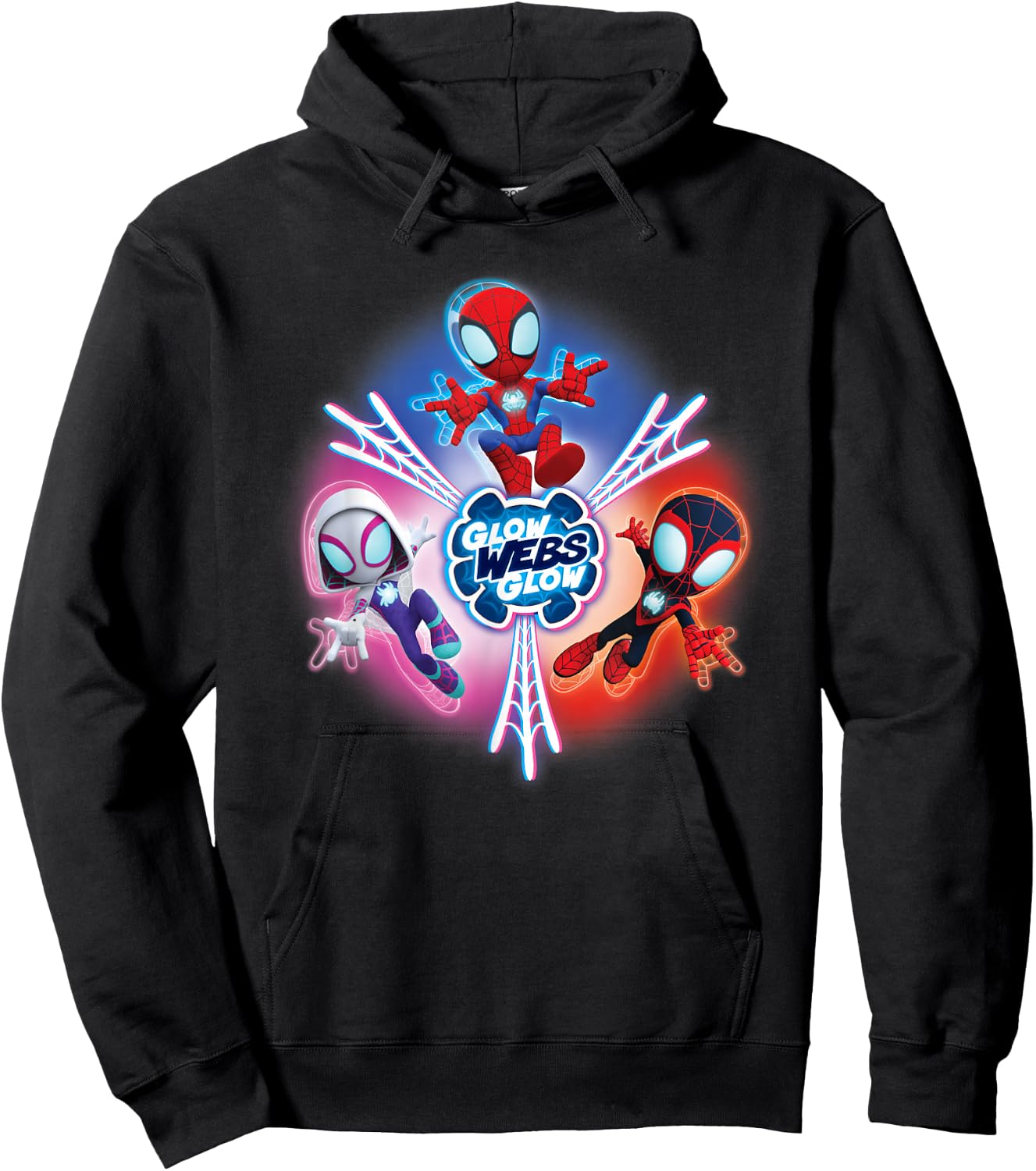 Marvel Spidey and His Amazing Friends Glow Webs Glow Icon , black Hoodie - Hoodie | Black