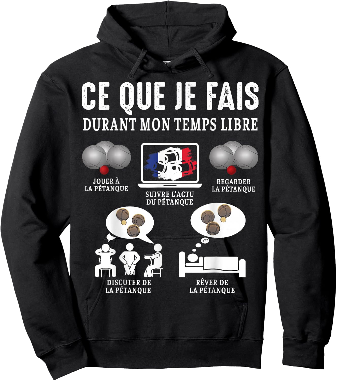 Boccia Boule What I Do Petanque Balls Funny , Black, S Hoodie - Hoodie | Black