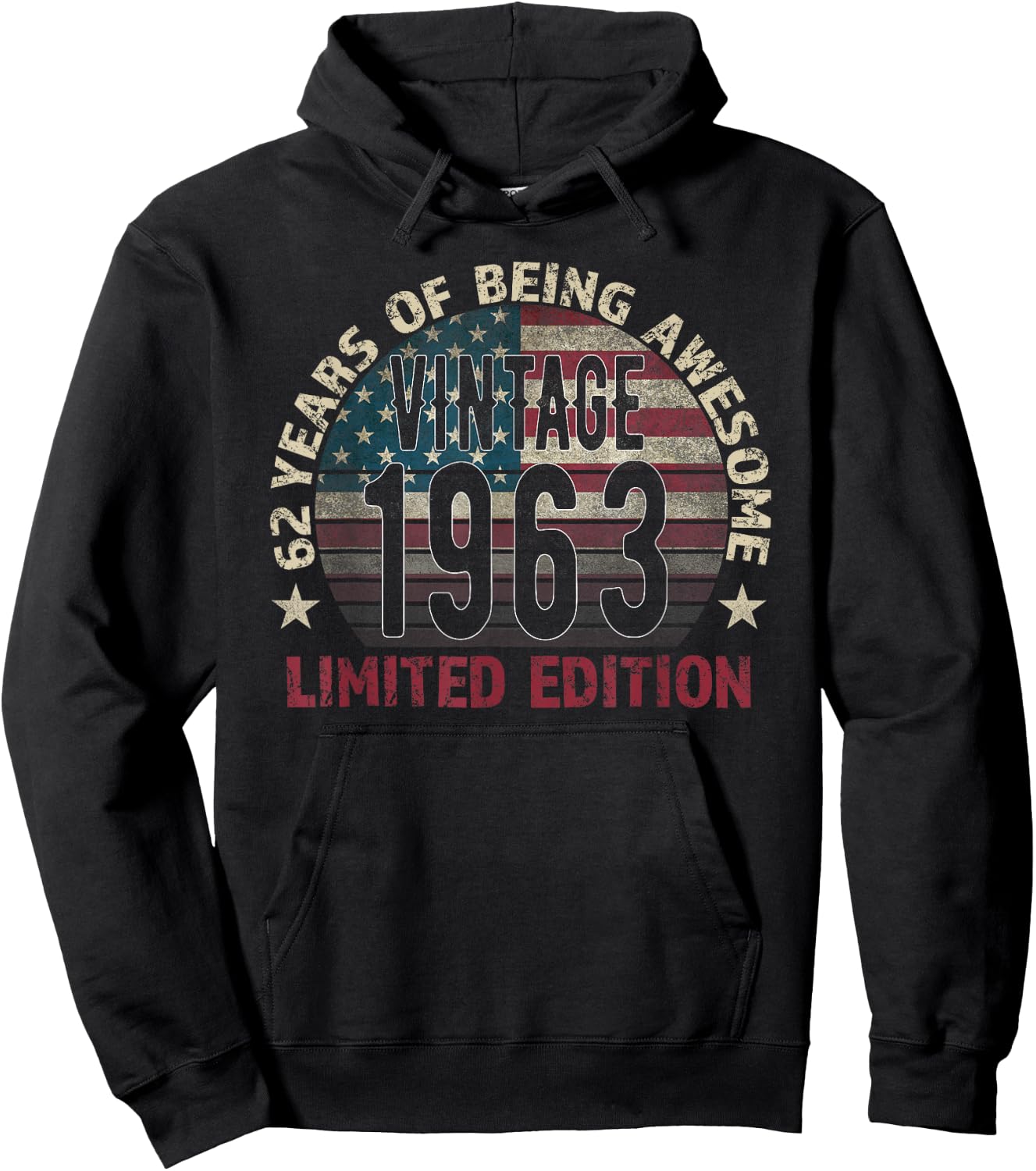 62th Birthday Gift men Vintage born 1963 turning 62 Year Old Hoodie - Hoodie | Black