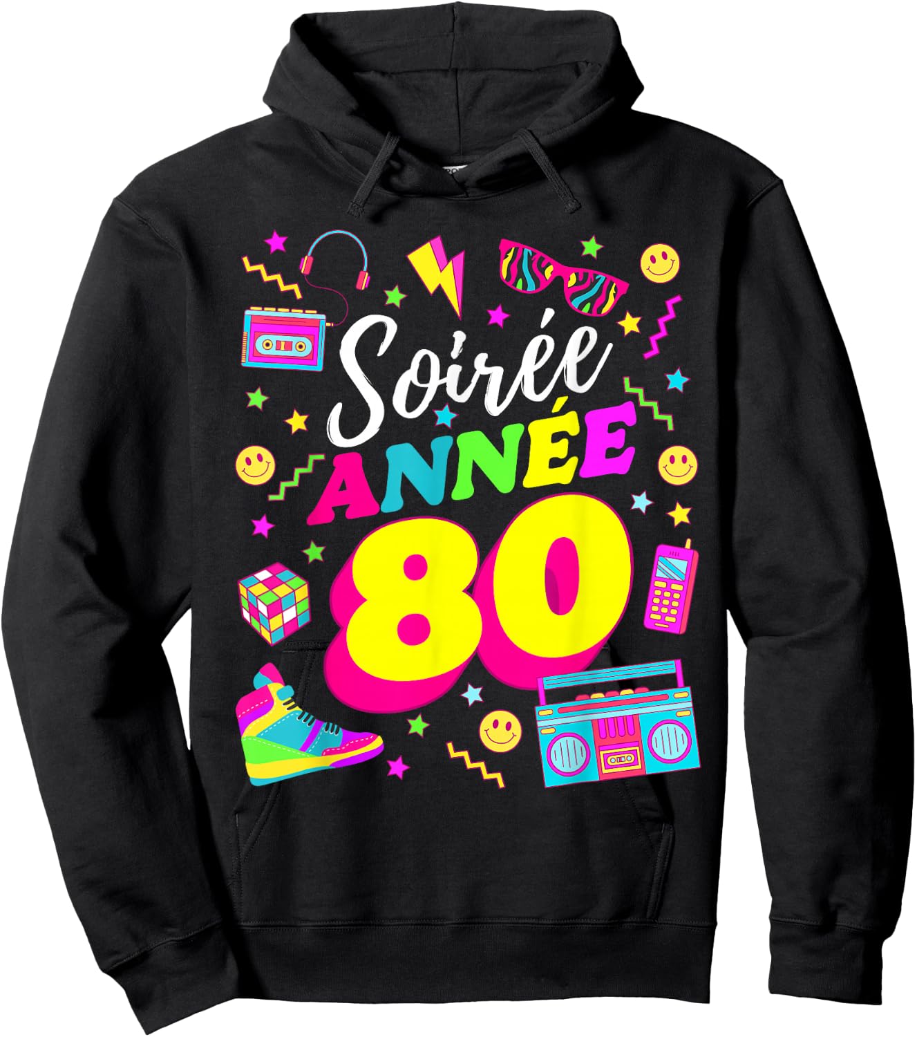 Party 80s Birthday Party 80s Retro Style , Black, S Hoodie - Hoodie | Black