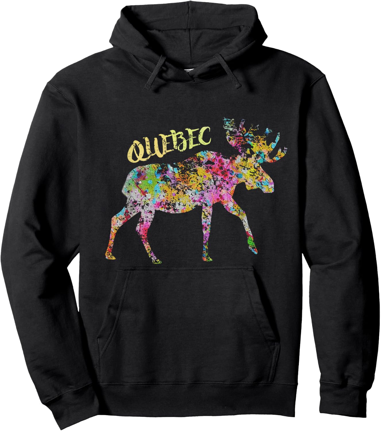 Quebec Moose Graphic | Québec Canada Hoodie - Hoodie | Black
