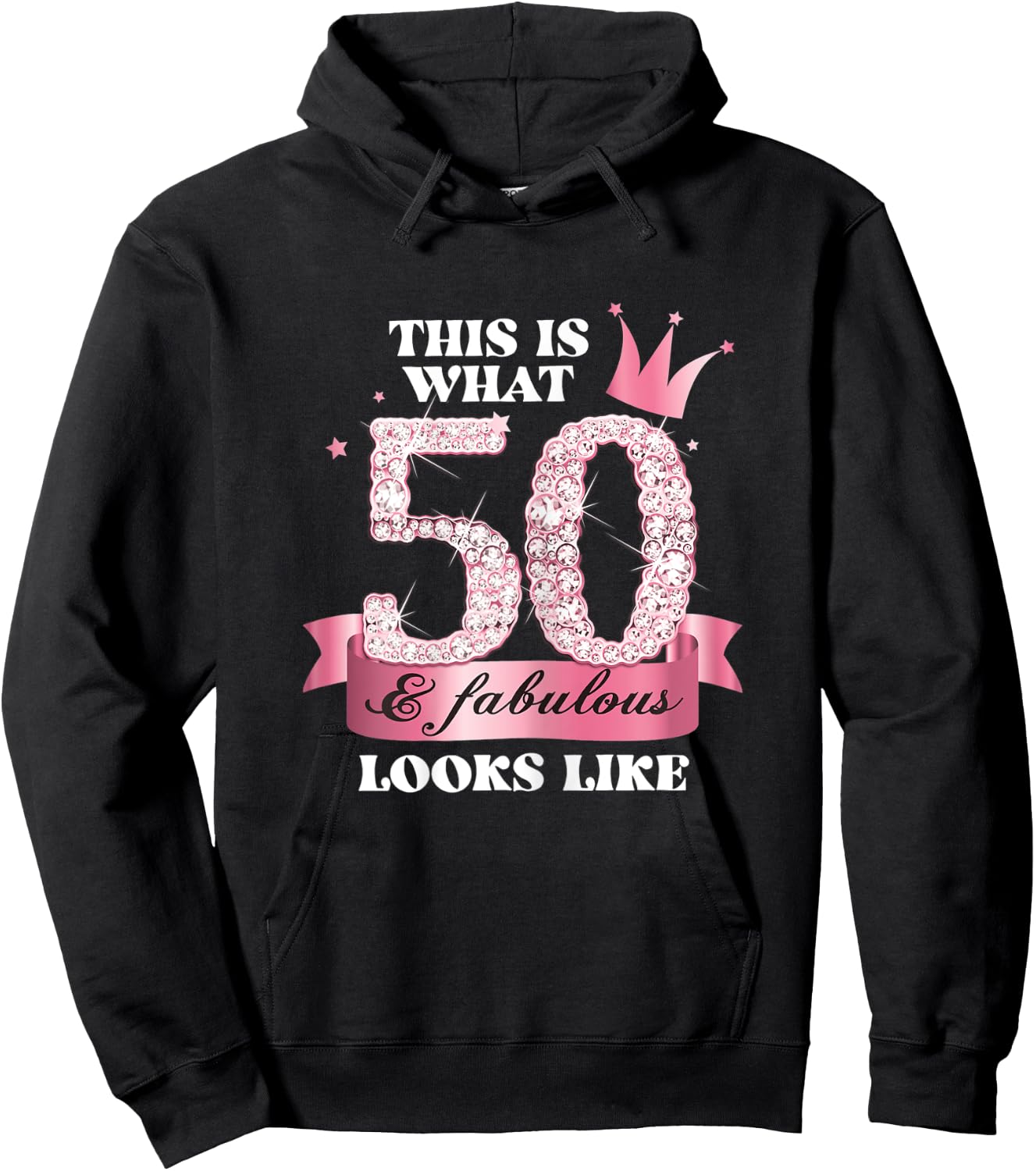 50 & Fabulous I Pink Black Party Group Photo Outfit Hoodie - Hoodie | Black