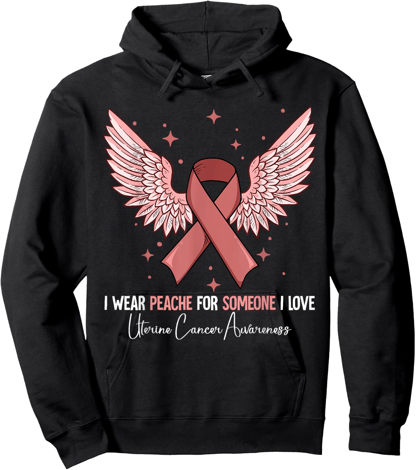 I Wear Peach For Uterine Cancer Awareness Hoodie - Hoodie | Black